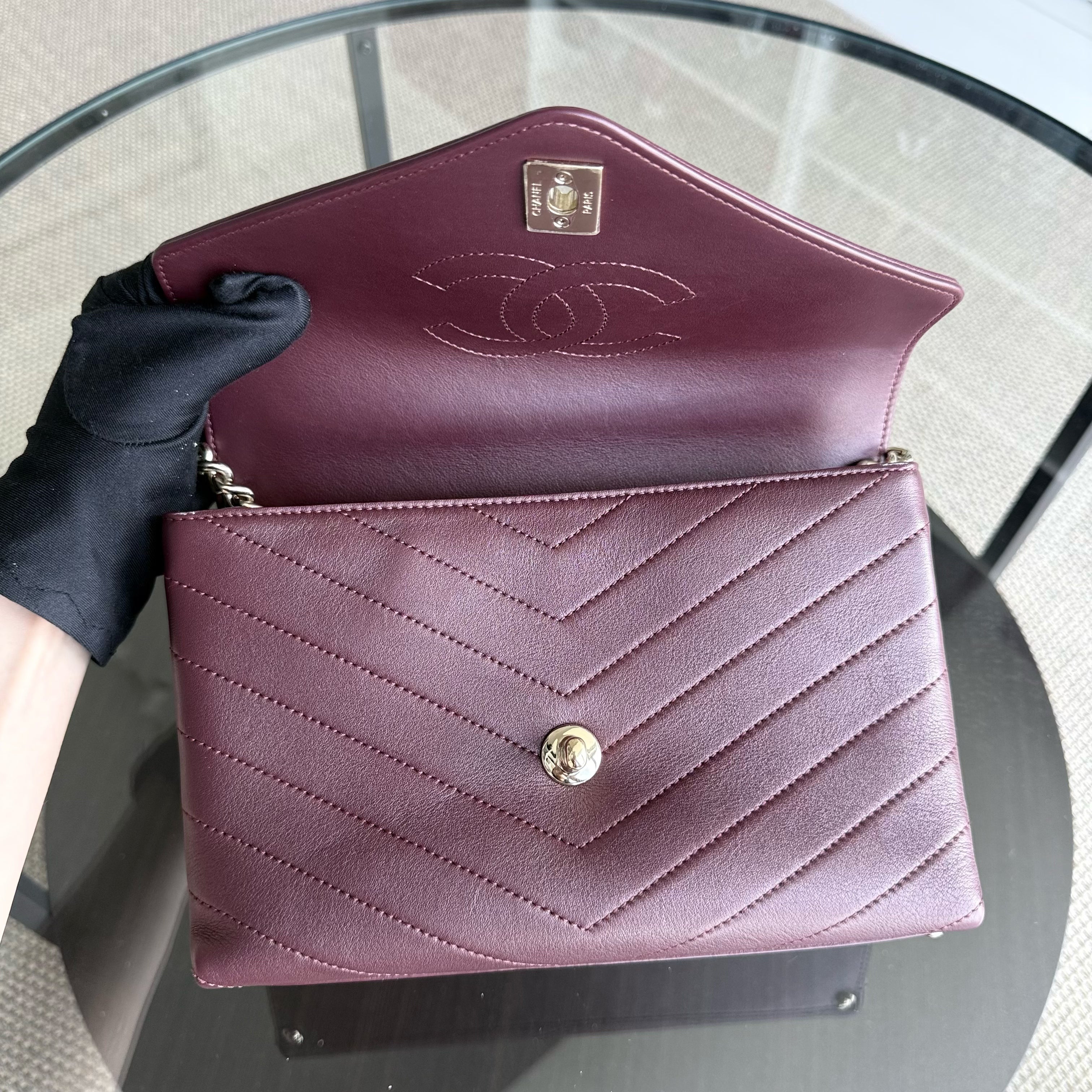 Chanel Coco Chevron Bag - Smooth Calfskin Dark Burgundy Red Gold Hardware Series 26