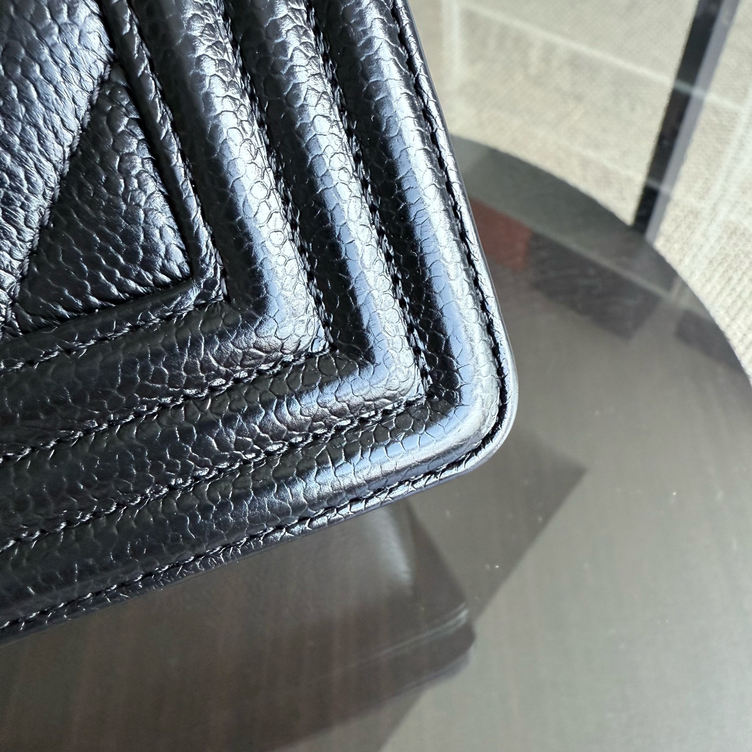 Chanel Boy Medium - Caviar Chevron Grained Calfskin Black Silver Hardware Series 29