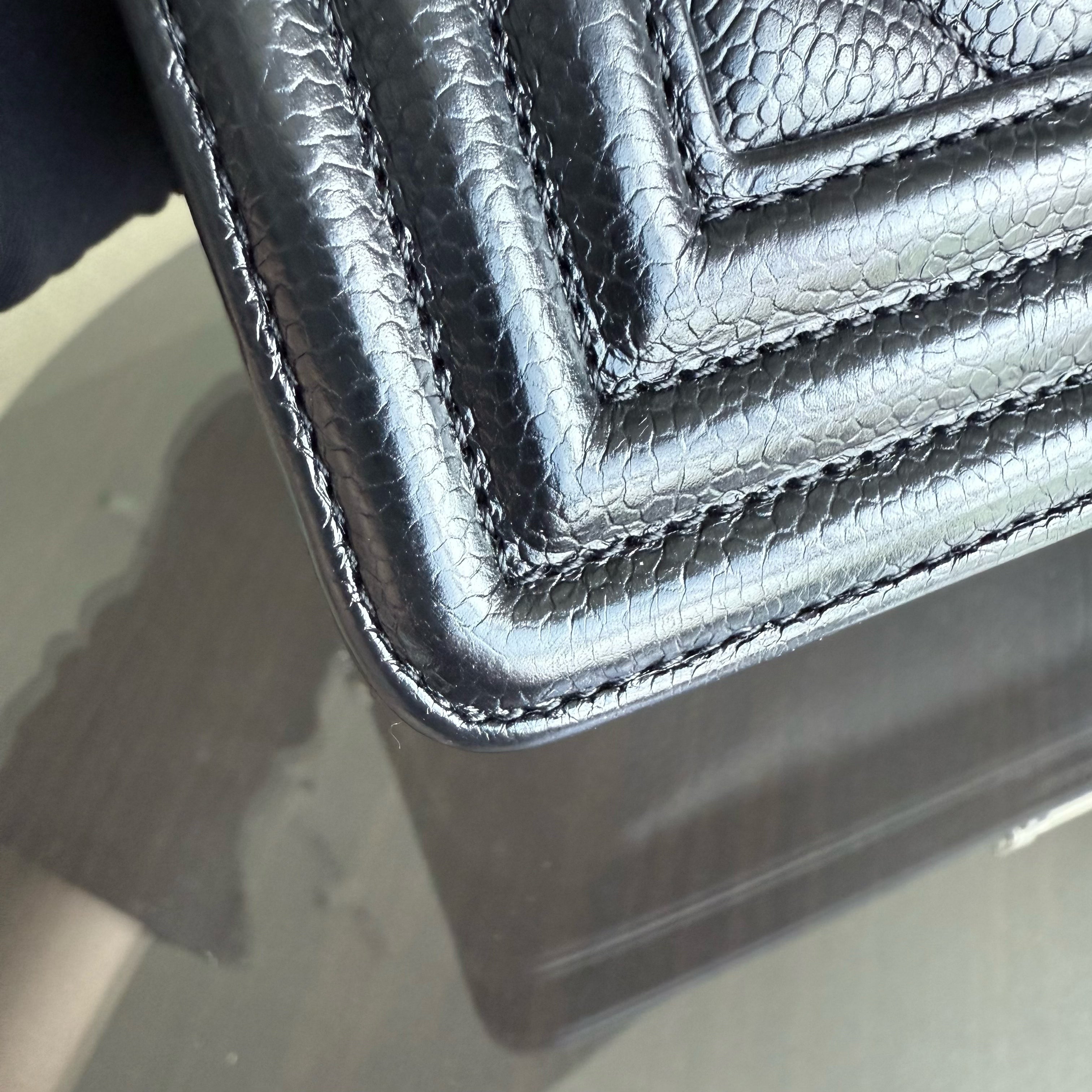 Chanel Boy Medium - Caviar Chevron Grained Calfskin Black Silver Hardware Series 29