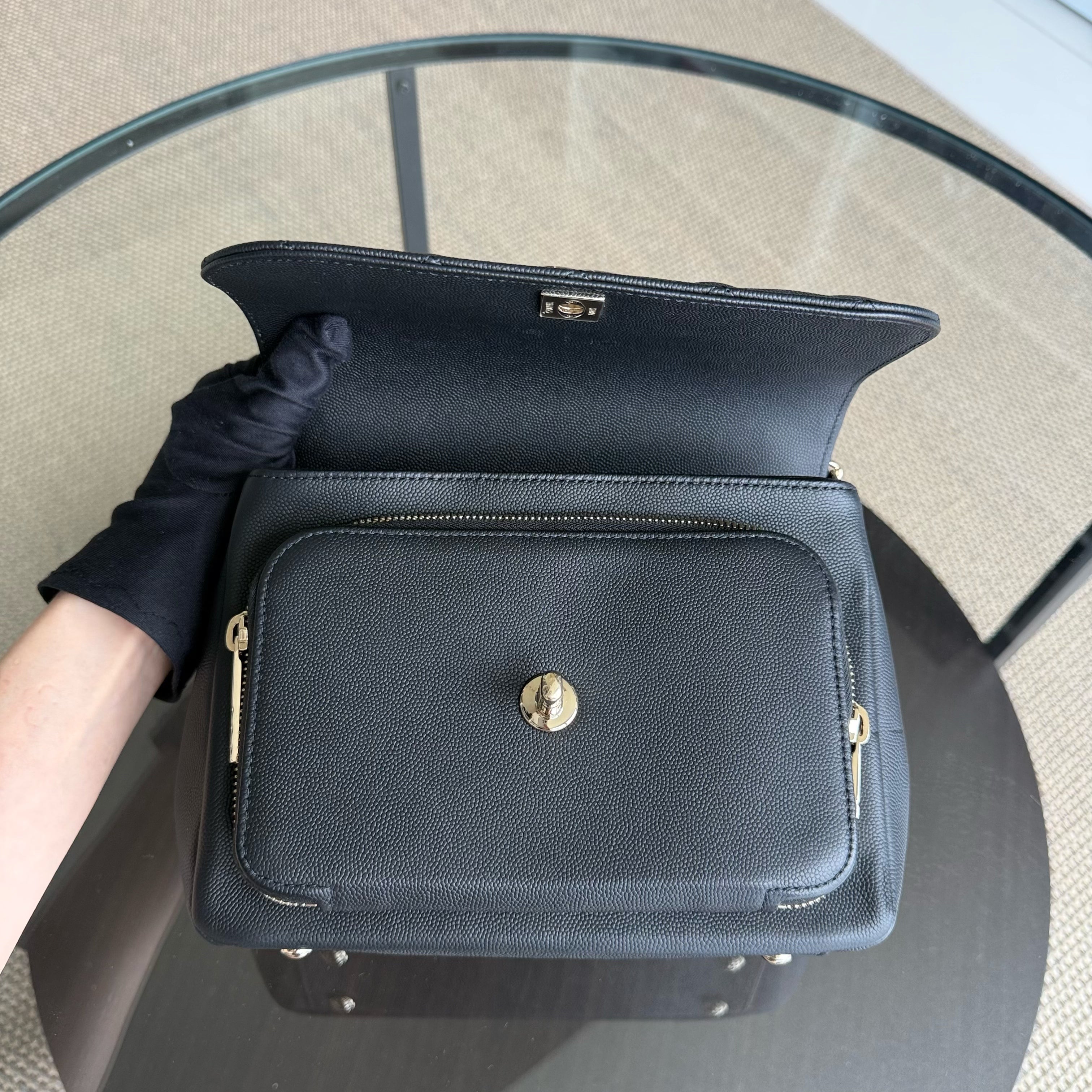 Chanel Business Affinity - Caviar Quilted Grained Calfskin Black Gold Hardware Series 29