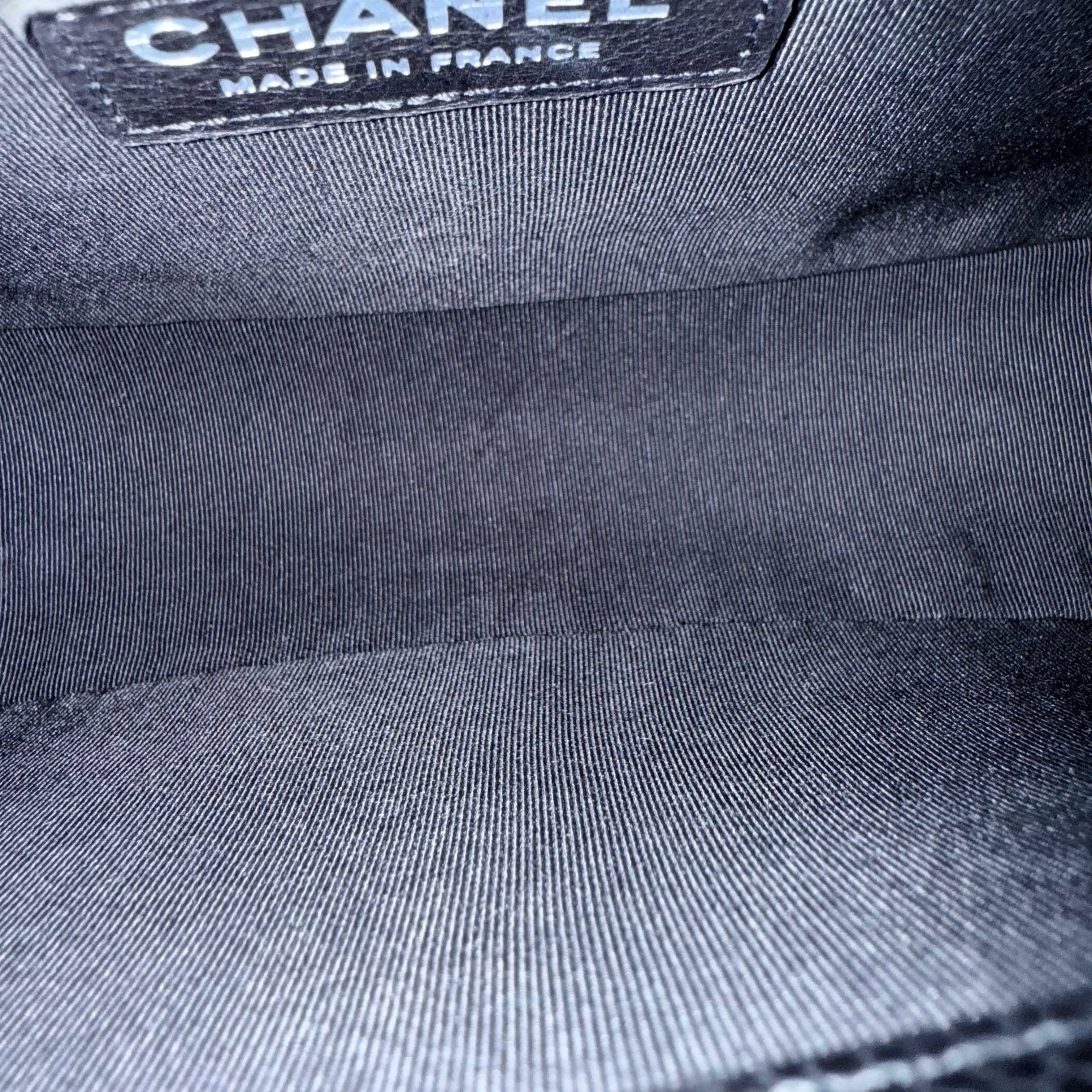 Chanel Boy Medium - Caviar Chevron Grained Calfskin Black Silver Hardware Series 29