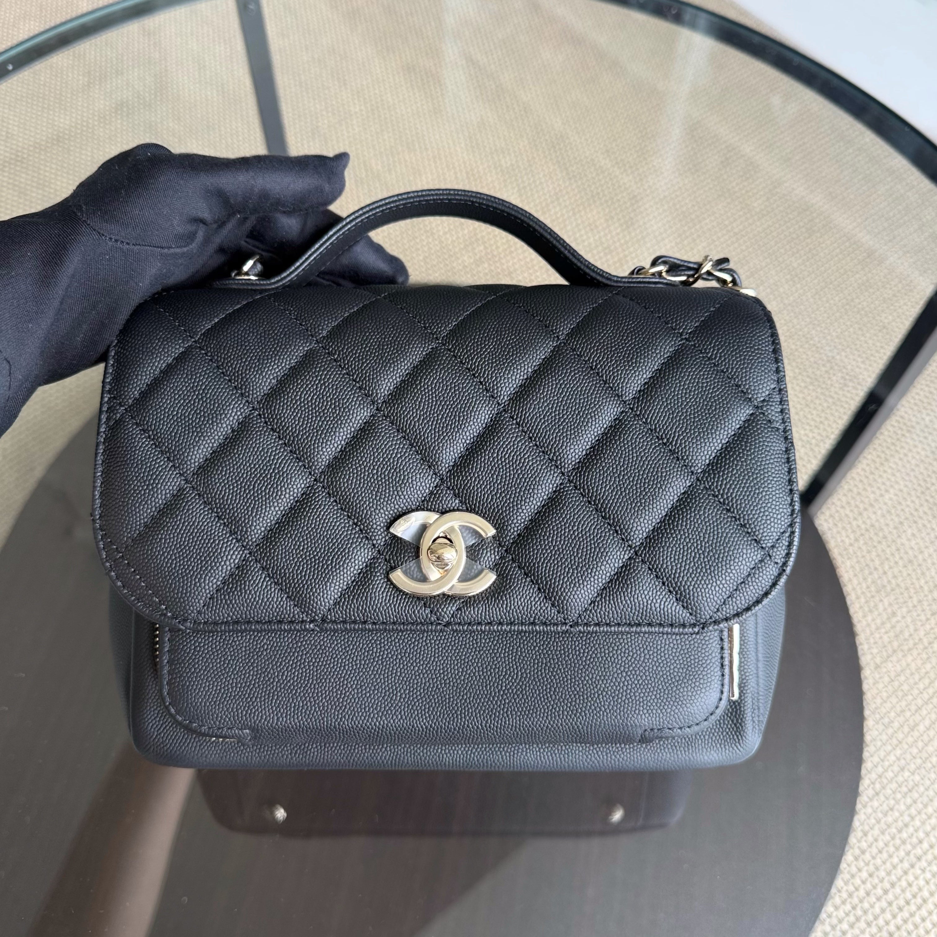 Chanel Business Affinity - Caviar Quilted Grained Calfskin Black Gold Hardware Series 29