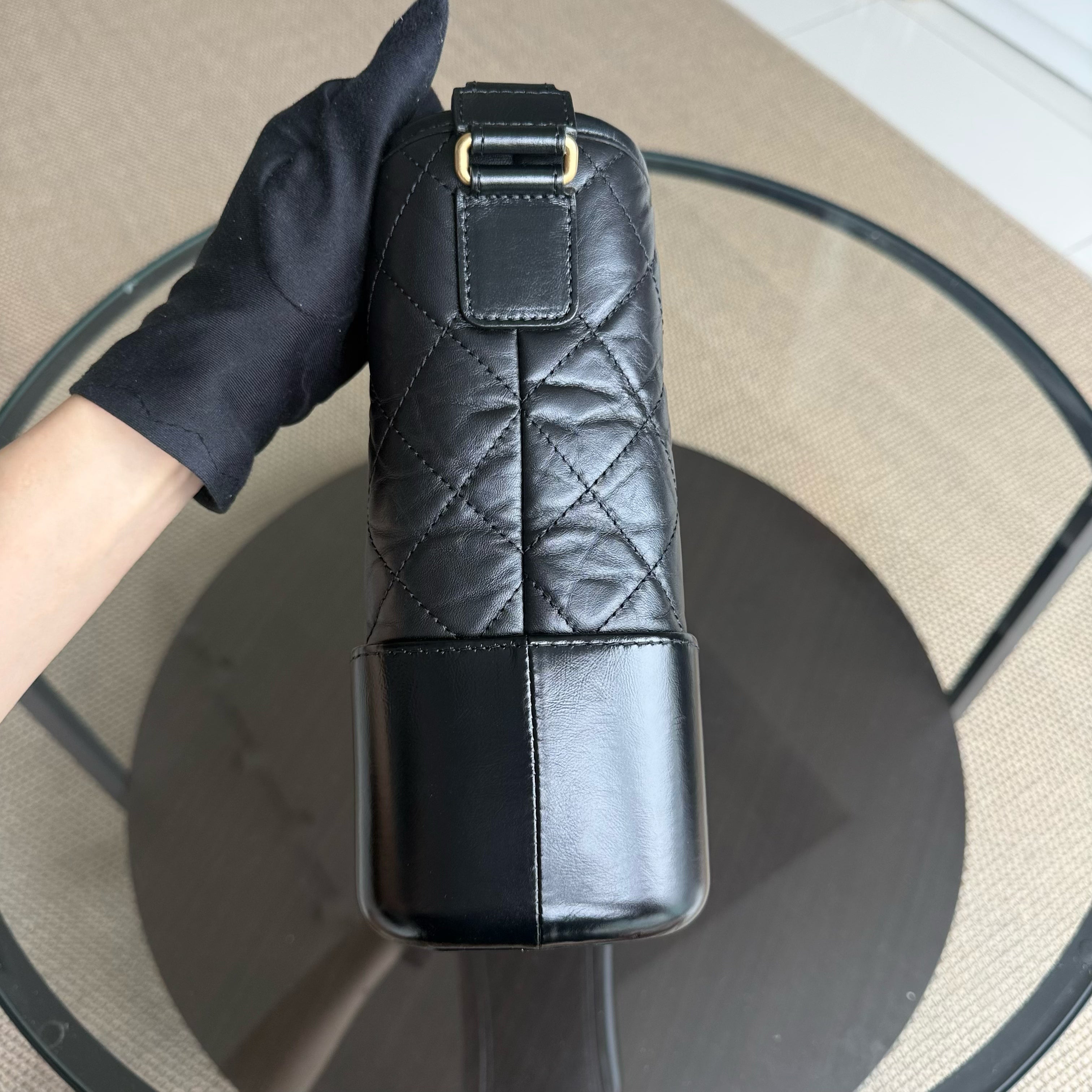Chanel Gabrielle Medium - Quilted Aged Calfskin Black Two-tone Gold Hardware