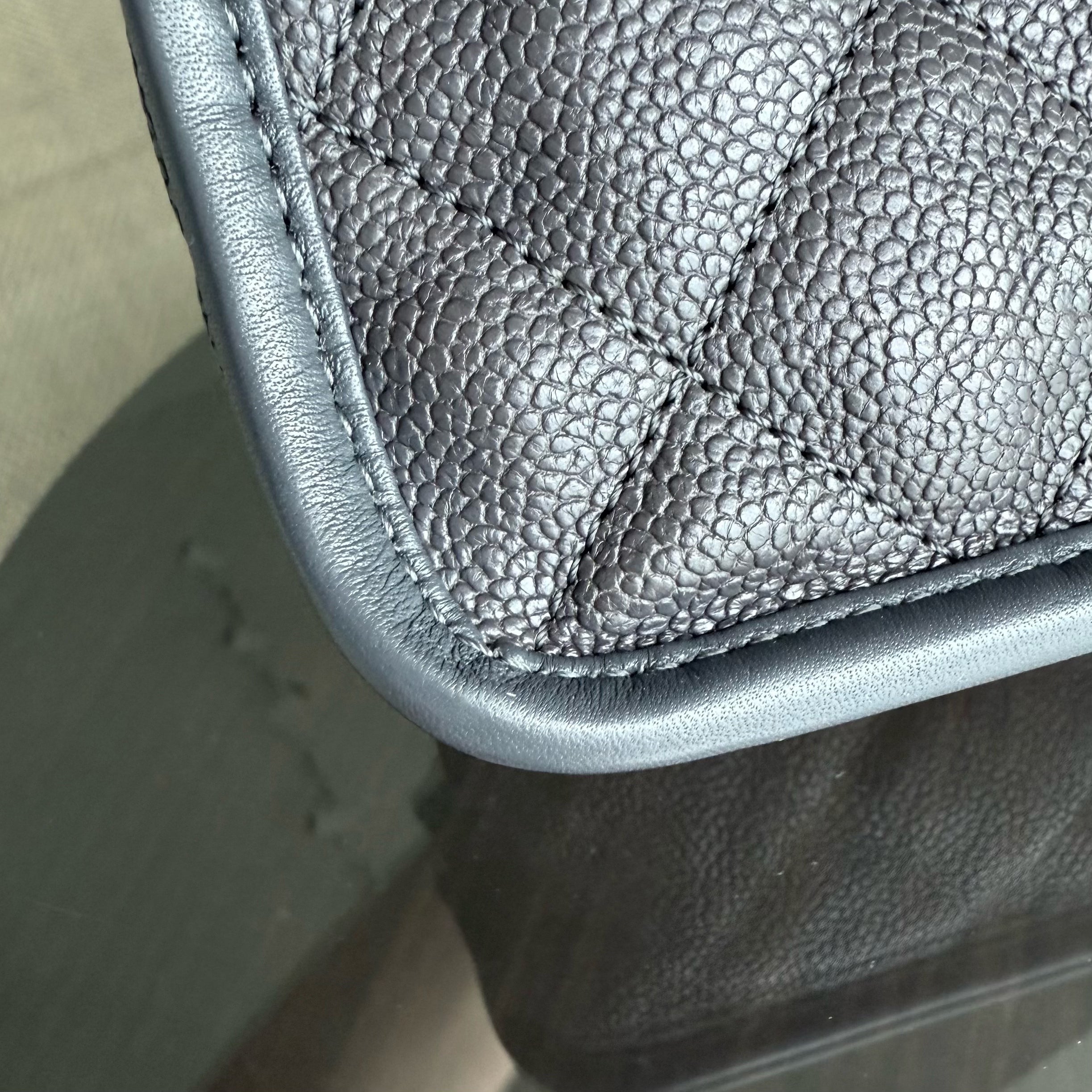 Chanel French Riviera - Caviar Quilted Grained Calfskin Grey Gray Silver Hardware Series 20