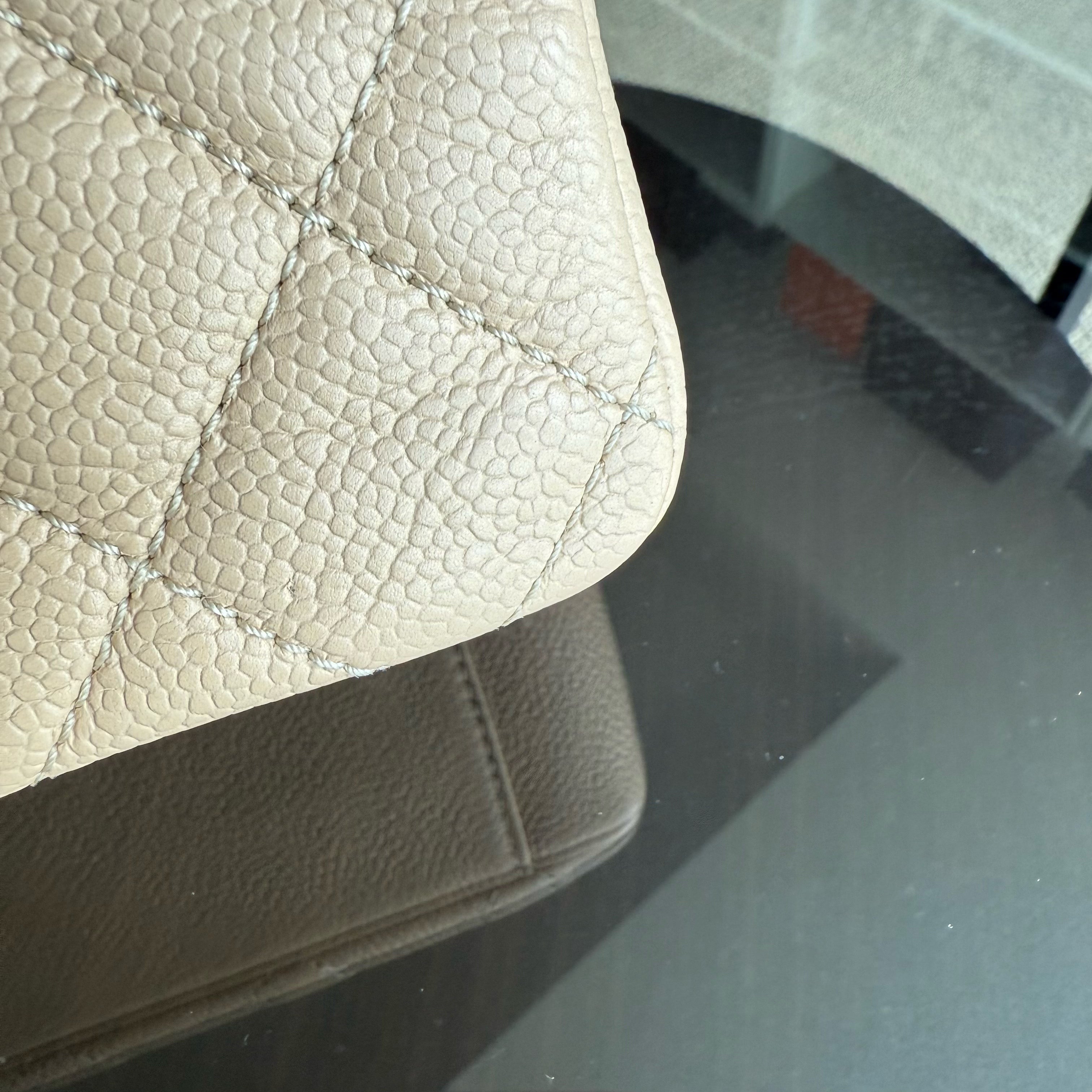Chanel PST Petite Shopping Tote - Caviar Quilted Grained Calfskin Light Beige Gold Hardware Series 15