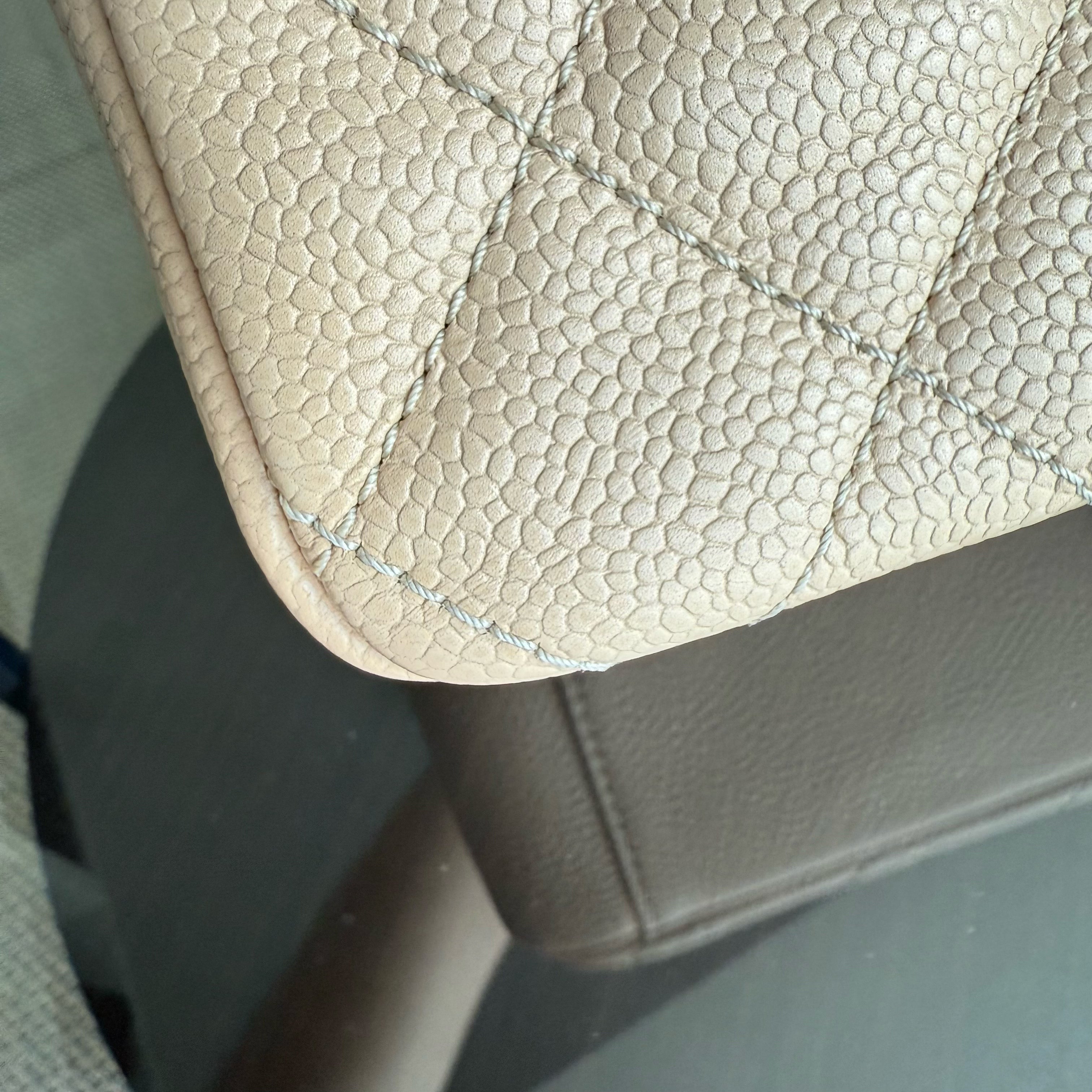 Chanel PST Petite Shopping Tote - Caviar Quilted Grained Calfskin Light Beige Gold Hardware Series 15
