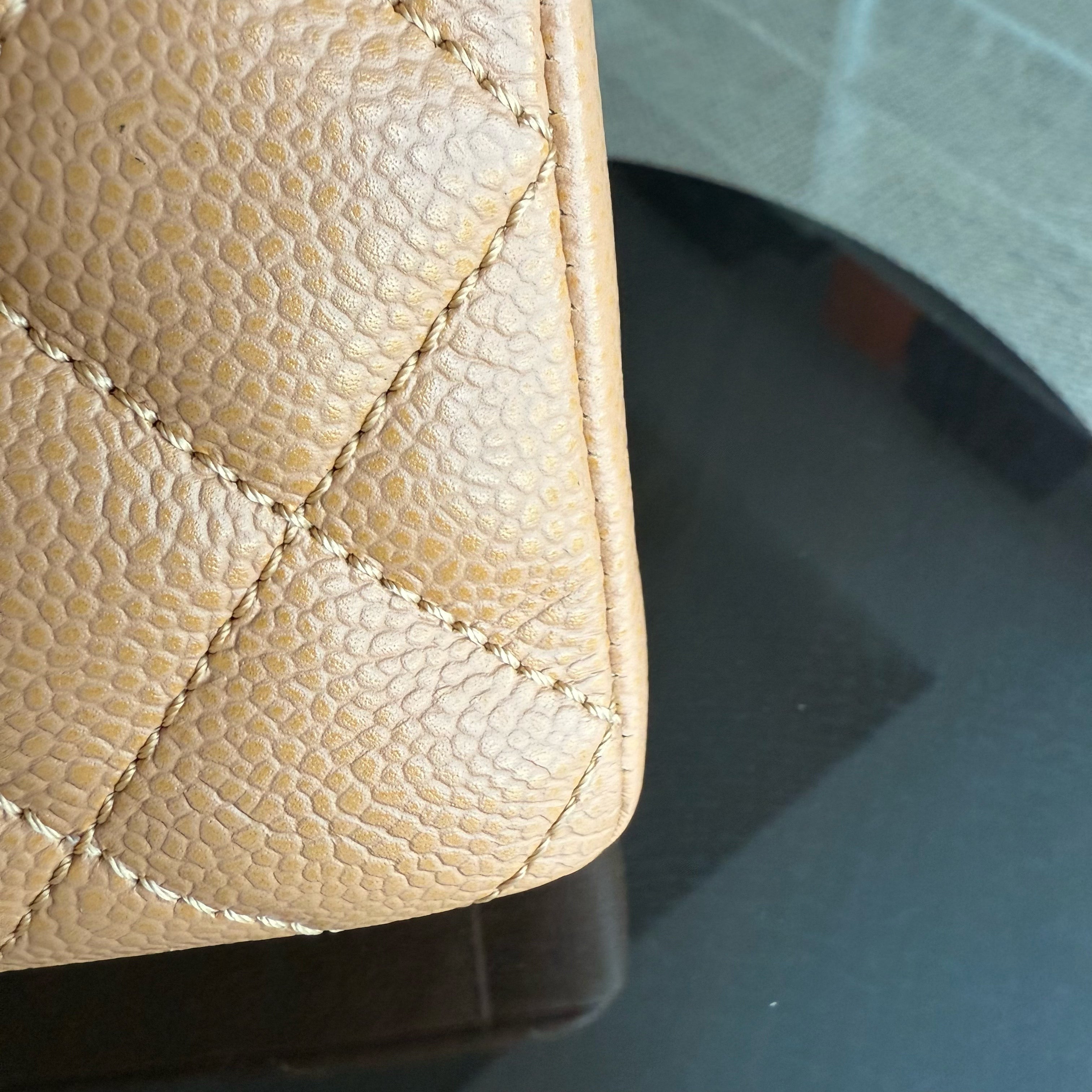 Chanel PST Petite Shopping Tote - Caviar Quilted Grained Calfskin Dark Beige Gold Hardware Series 12