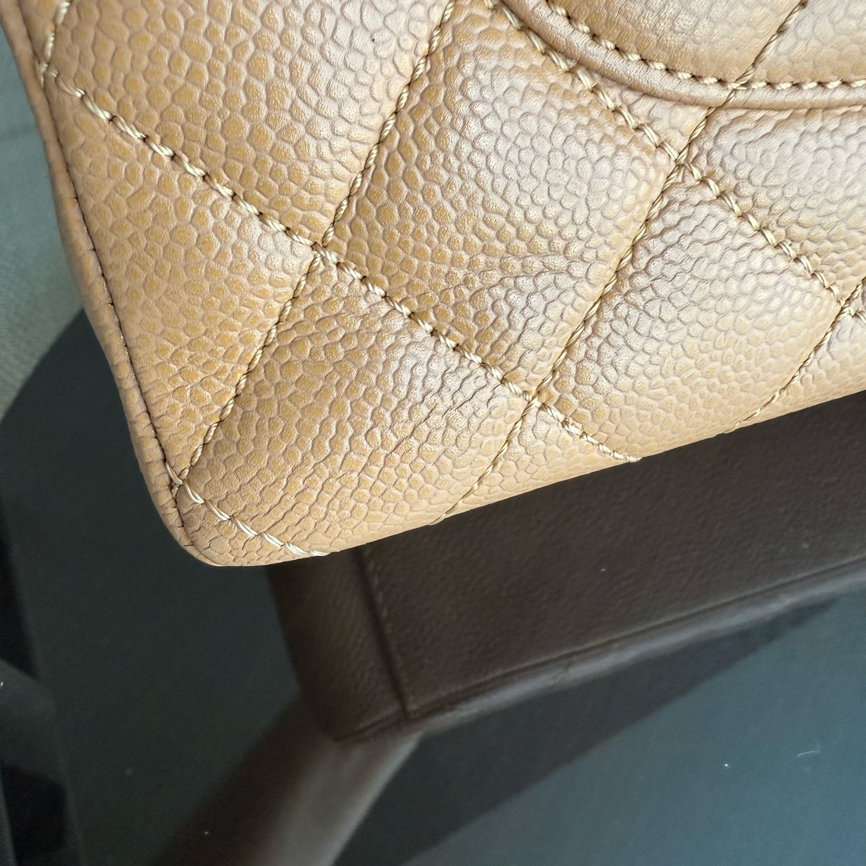 Chanel PST Petite Shopping Tote - Caviar Quilted Grained Calfskin Dark Beige Gold Hardware Series 12