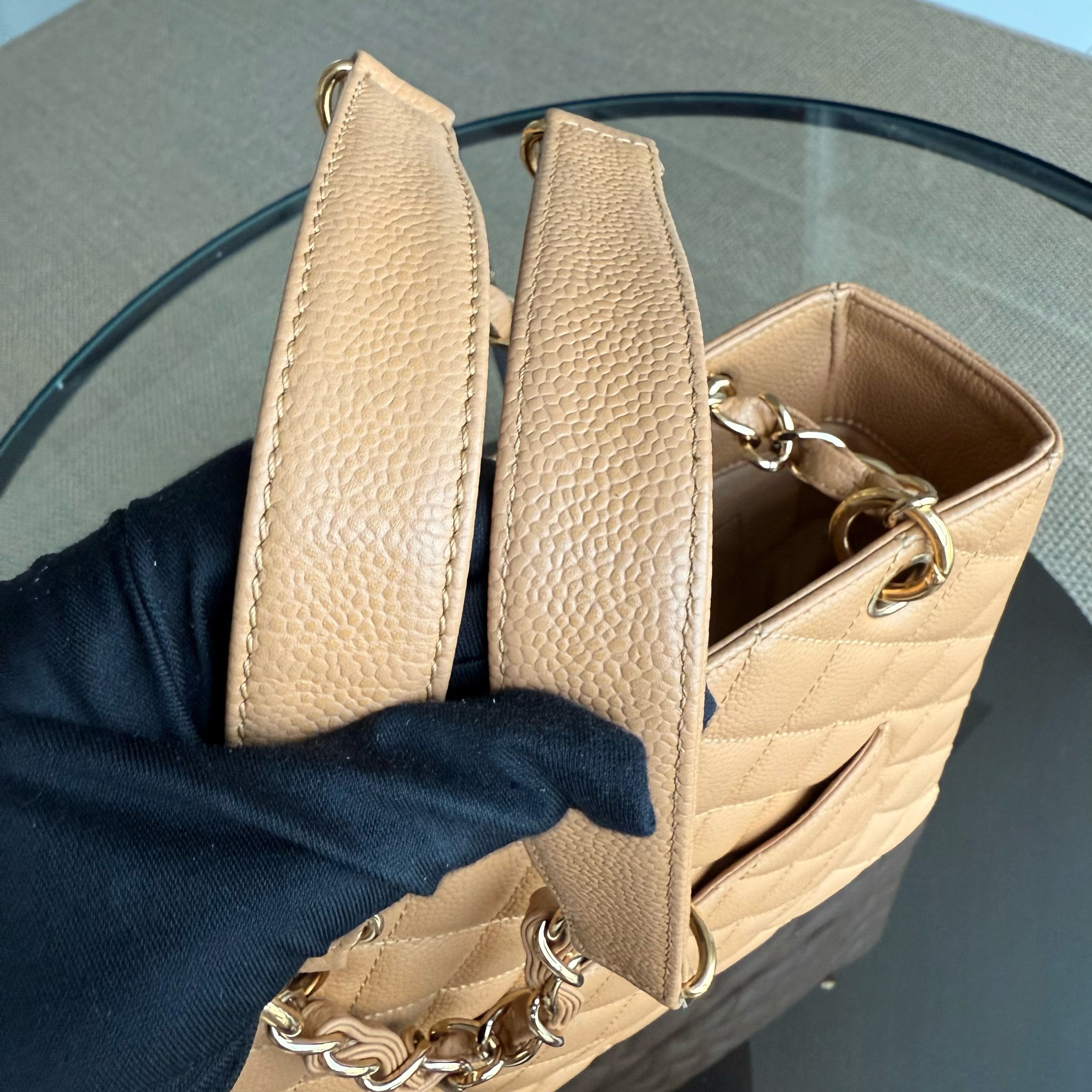 Chanel PST Petite Shopping Tote - Caviar Quilted Grained Calfskin Dark Beige Gold Hardware Series 12