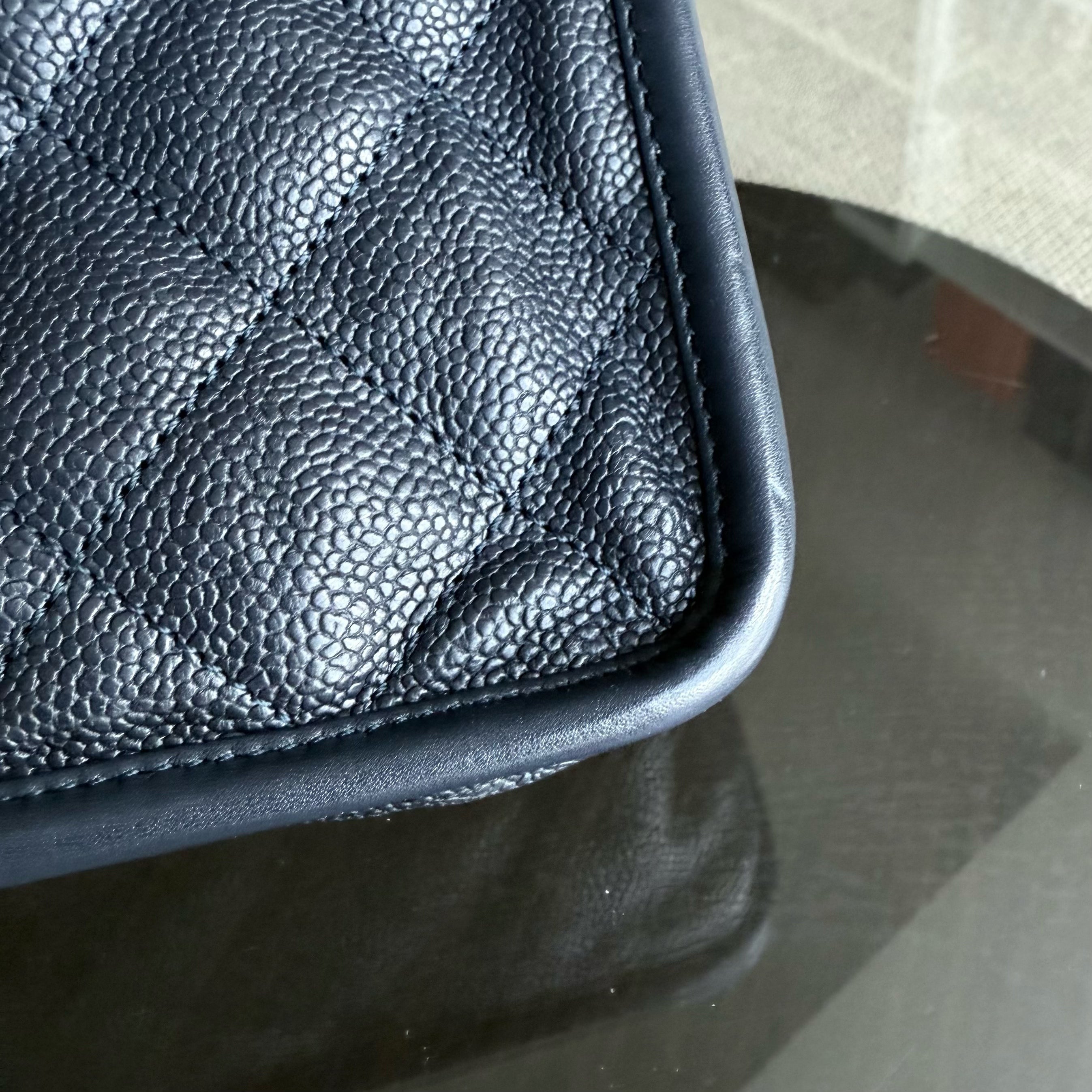 Chanel French Riviera - Caviar Quilted Grained Calfskin Dark Navy Blue Silver Hardware Series 19