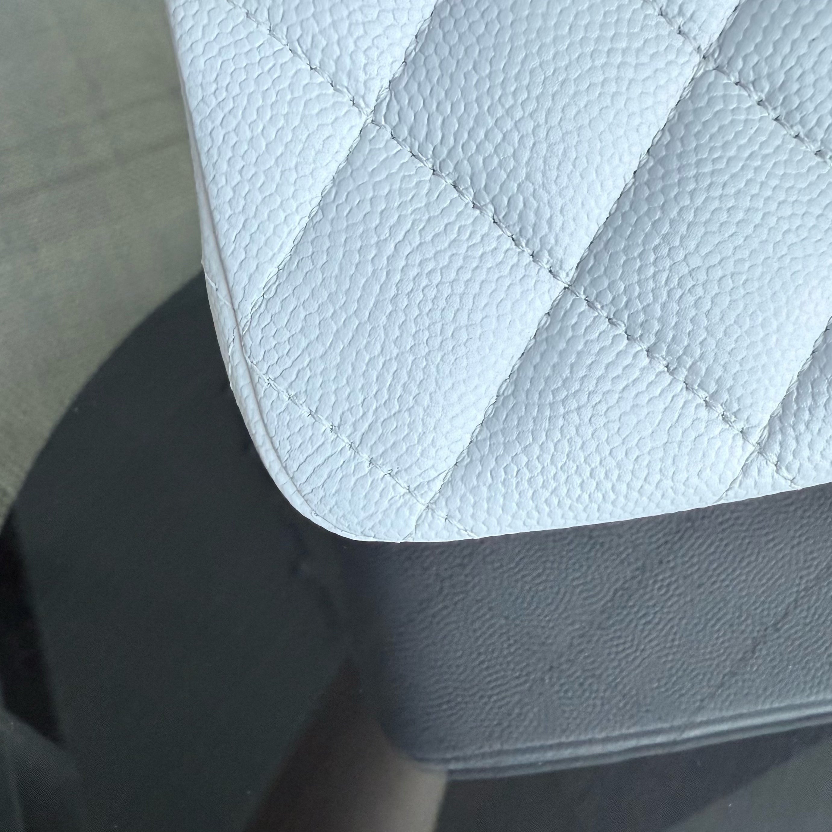 Chanel Classic Flap Medium - Caviar Quilted Grained Calfskin White Gold Hardware Series 28
