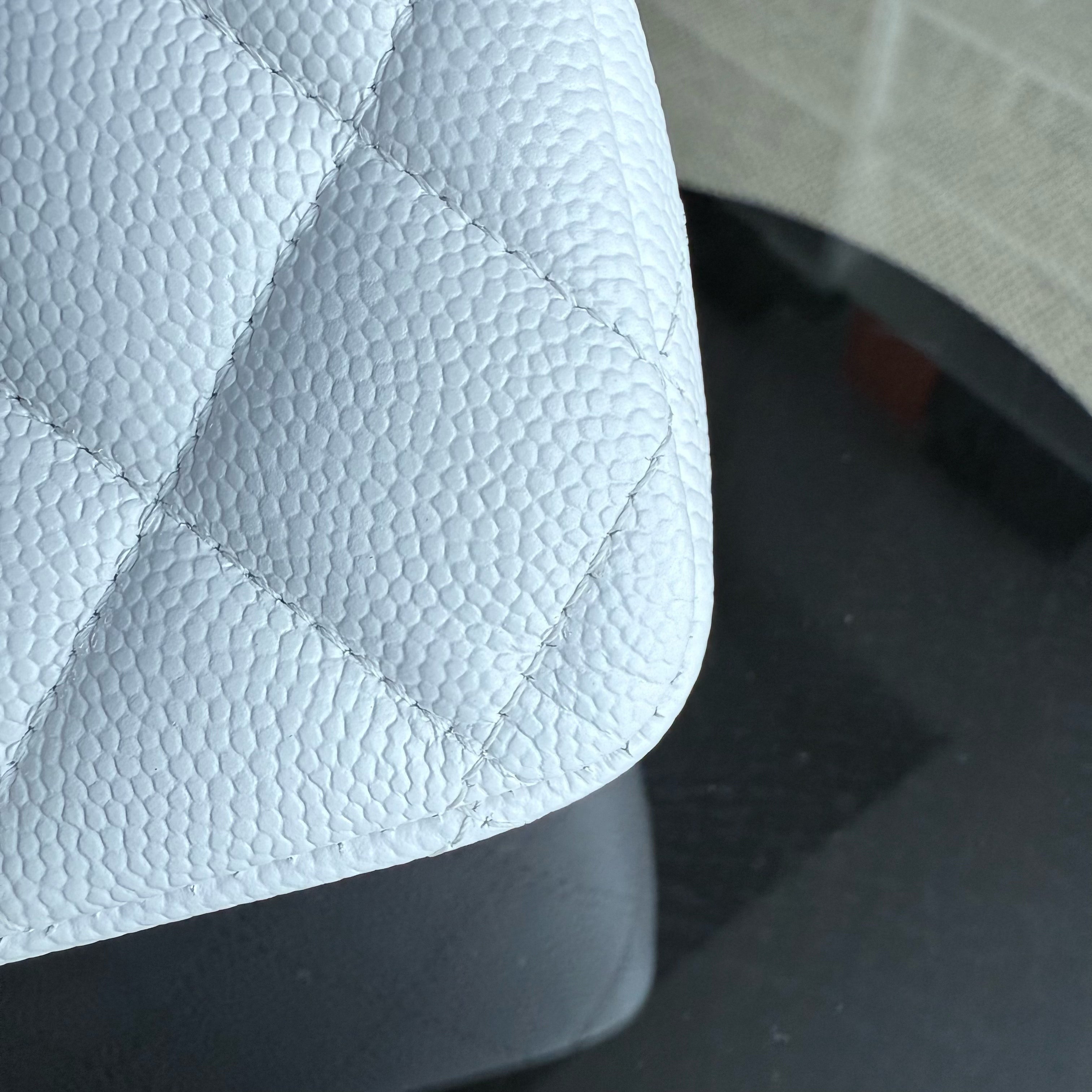 Chanel Classic Flap Medium - Caviar Quilted Grained Calfskin White Gold Hardware Series 28