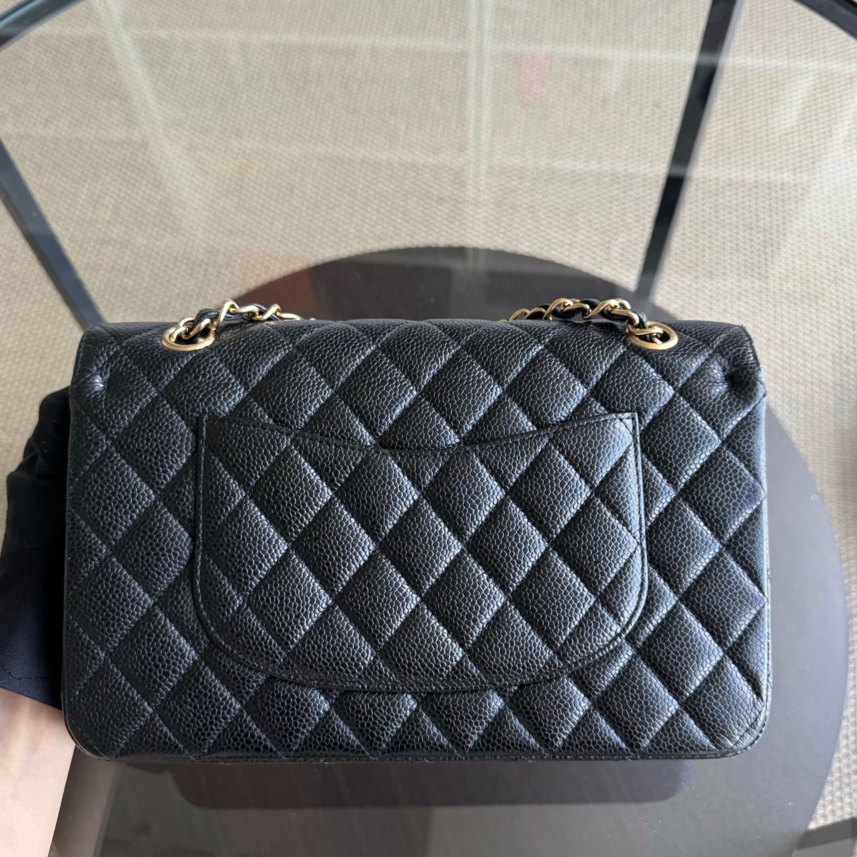 Chanel Classic Flap Medium - Caviar 25CM Quilted Grained Calfskin Black Gold Hardware Series 13