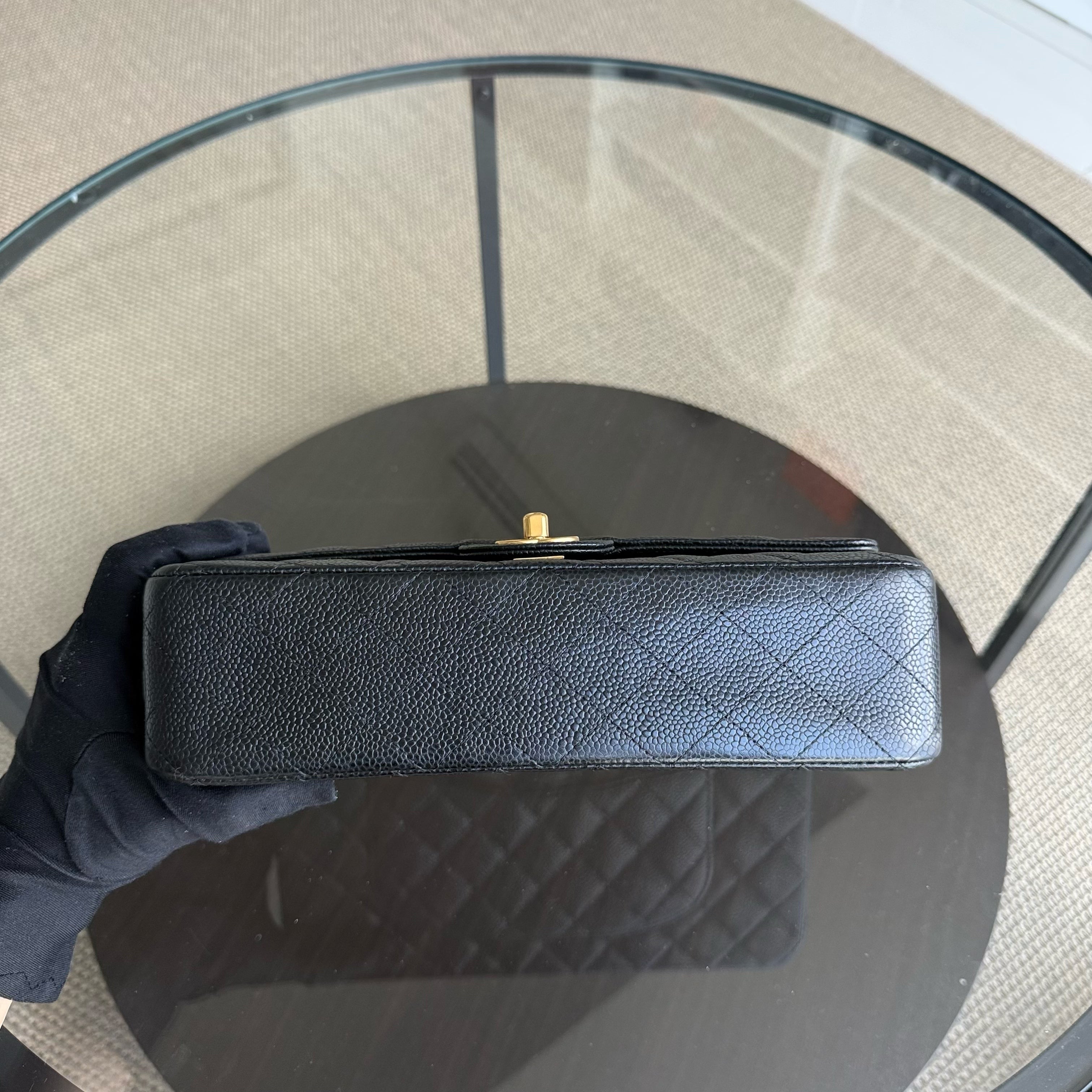 Chanel Classic Flap Medium - Caviar 25CM Quilted Grained Calfskin Black Gold Hardware Series 13