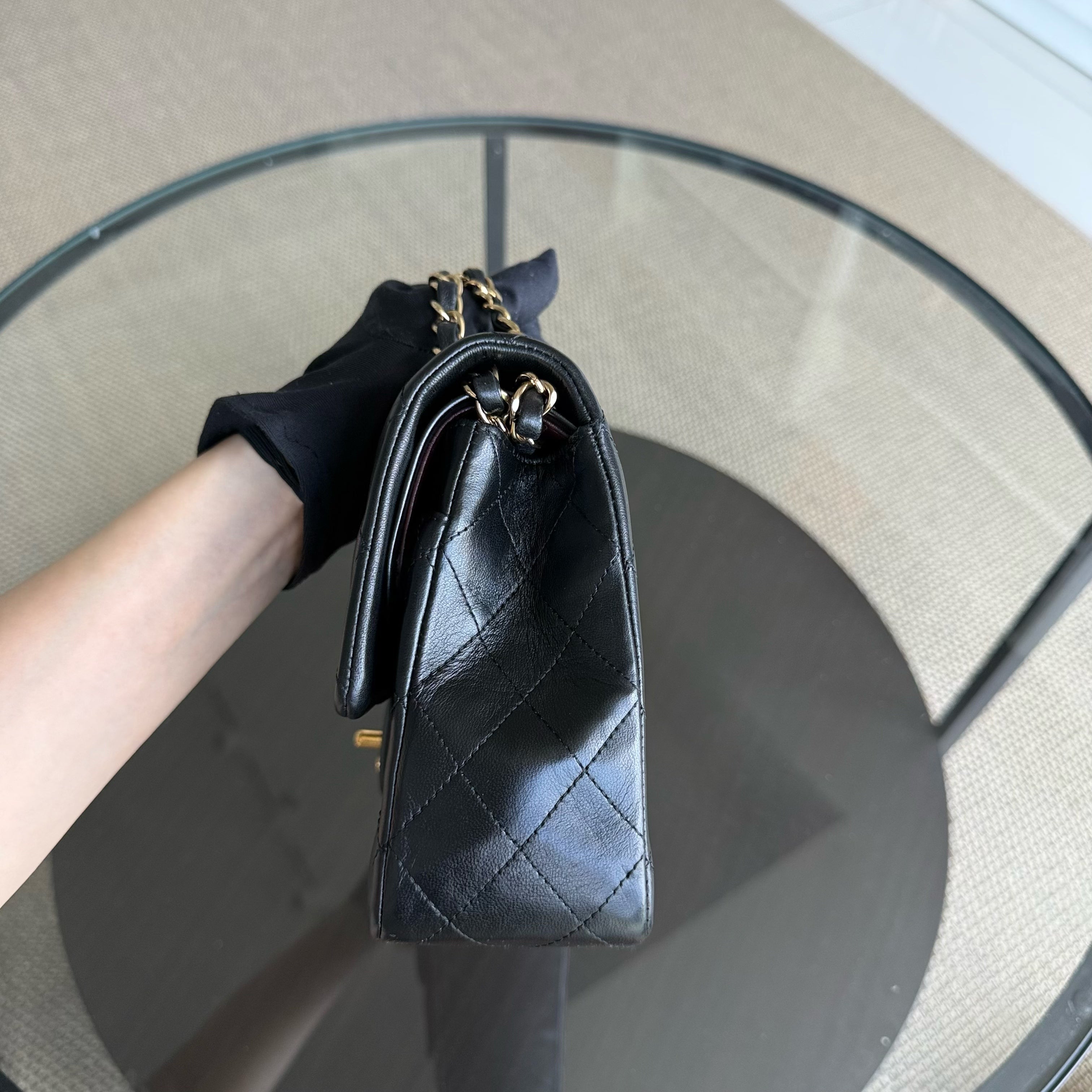 Chanel Classic Flap Medium - 25CM Quilted Lambskin Black Gold Hardware Series 13