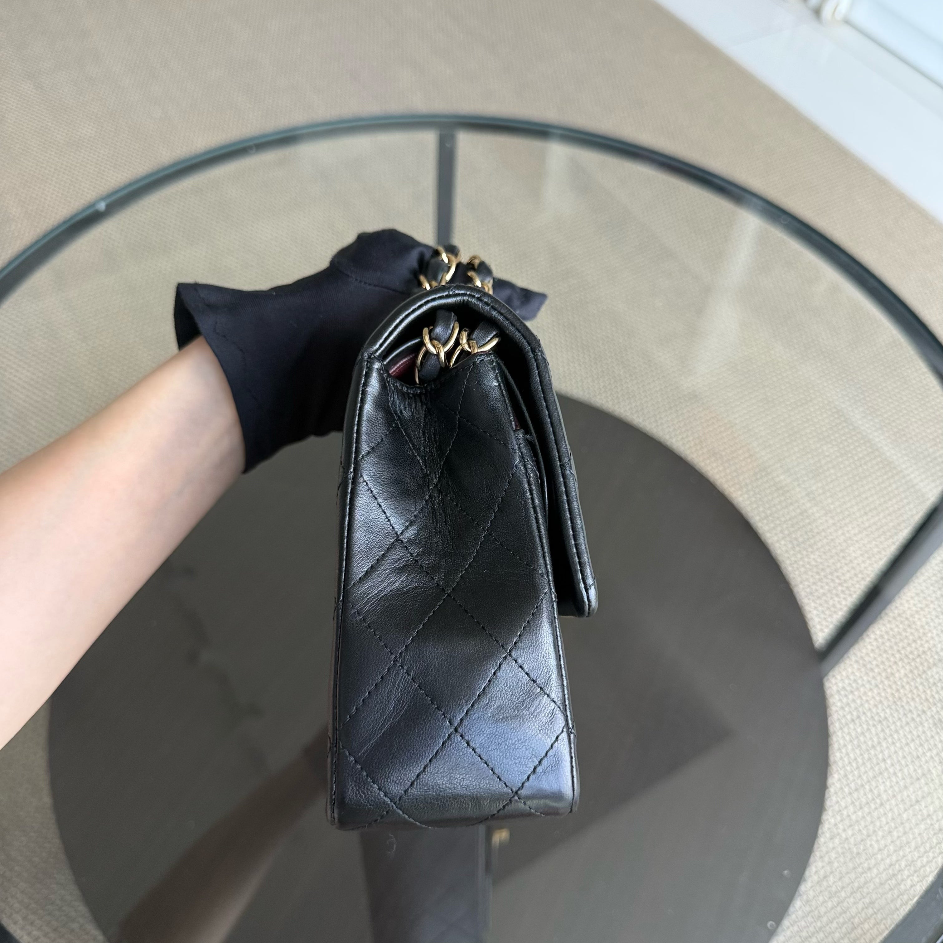 Chanel Classic Flap Medium - 25CM Quilted Lambskin Black Gold Hardware Series 13