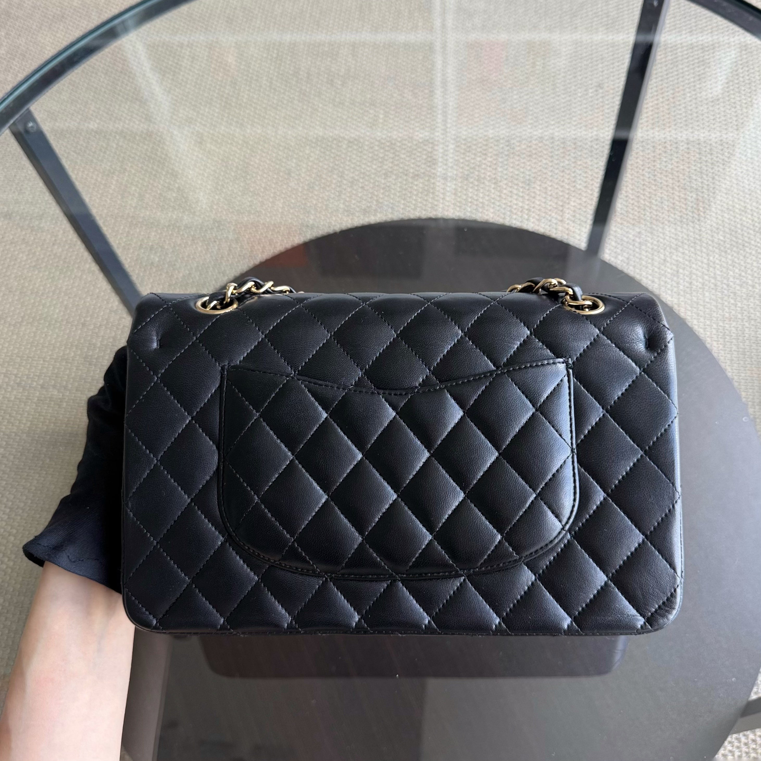 Chanel Classic Flap Medium - 25CM Quilted Lambskin Black Gold Hardware Series 13