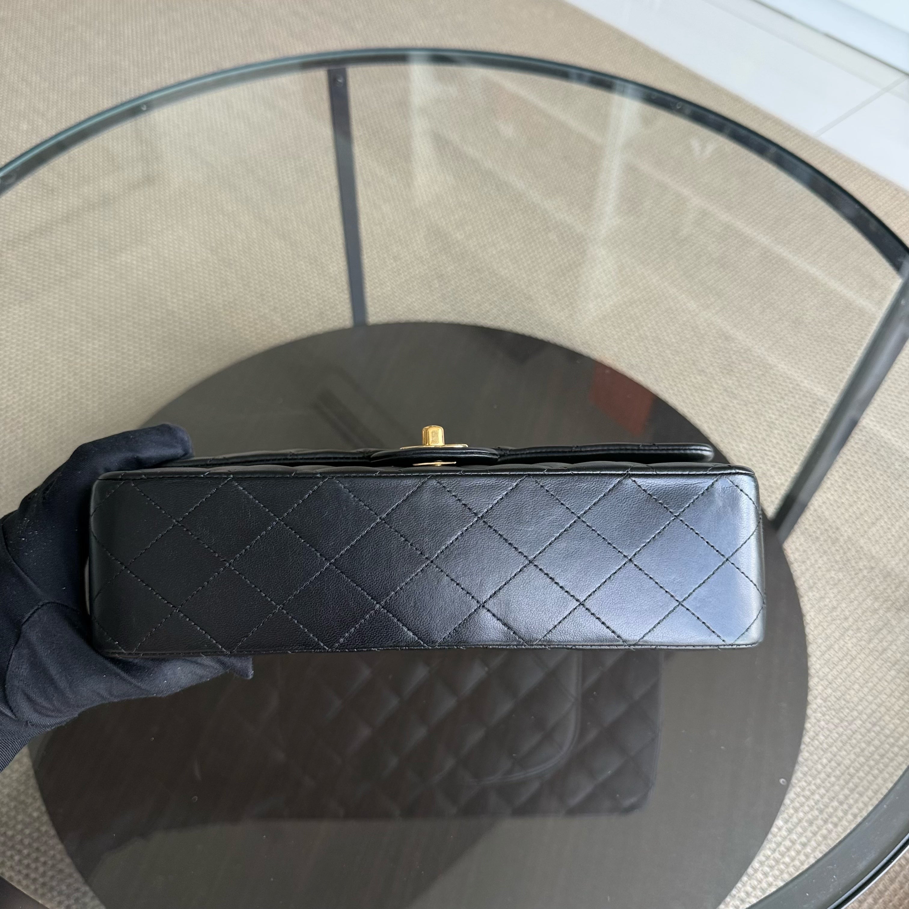 Chanel Classic Flap Medium - 25CM Quilted Lambskin Black Gold Hardware Series 13
