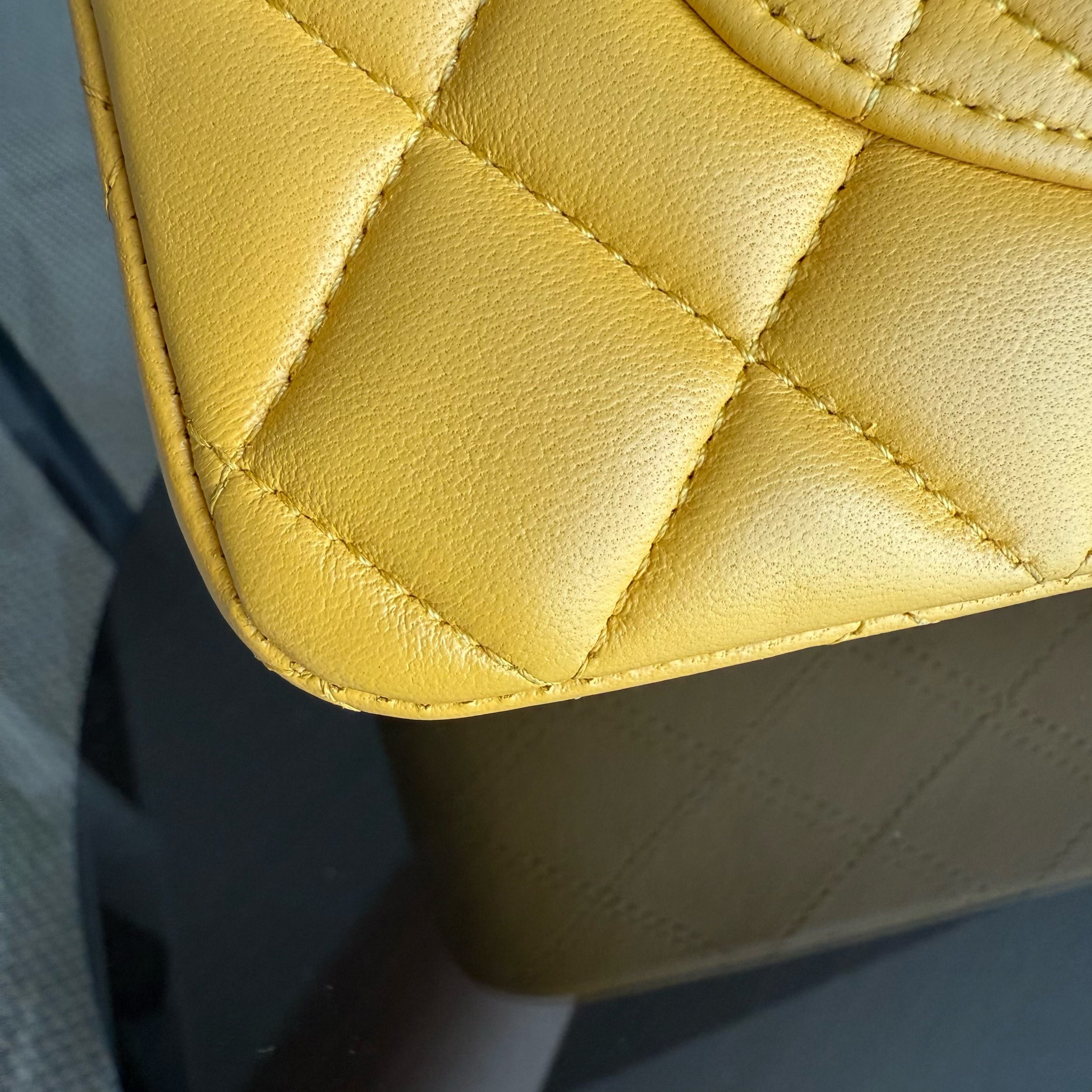 Chanel Classic Flap Small - 23CM Quilted Lambskin Yellow Silver Hardware Series 26