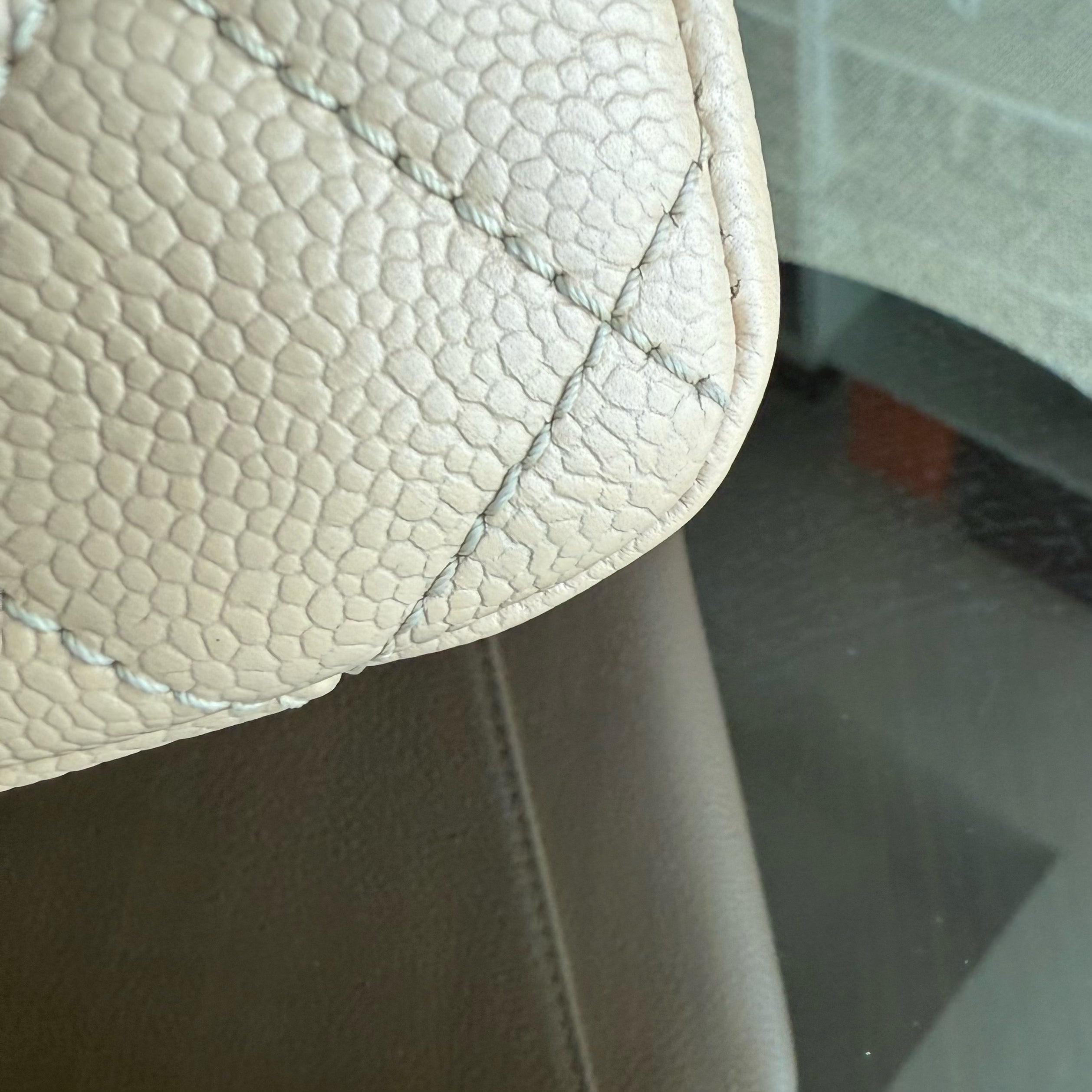 Chanel GST Grand Shopping Tote - Caviar Quilted Grained Calfskin Light Beige Gold Hardware Series 17