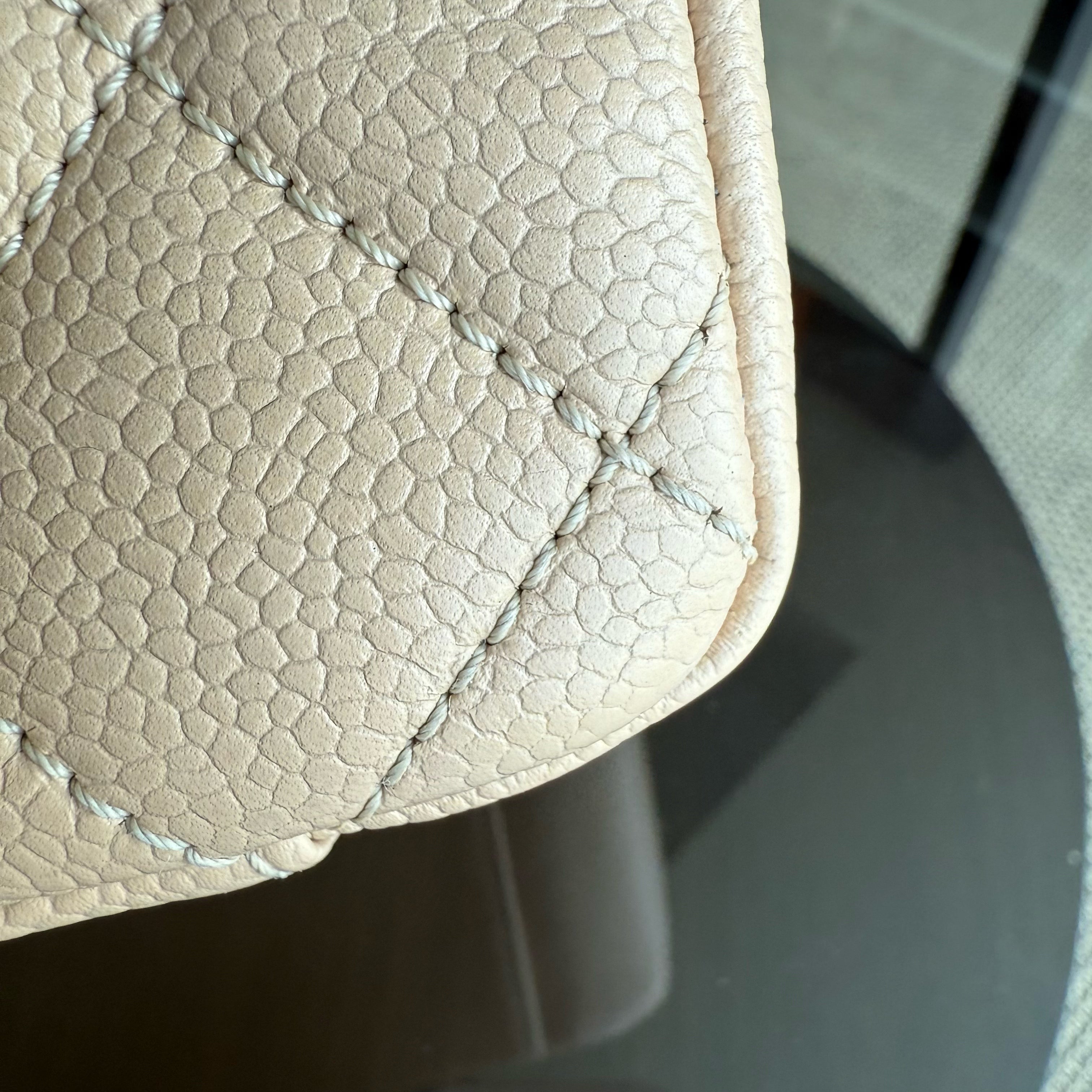 Chanel GST Grand Shopping Tote - Caviar Quilted Grained Calfskin Light Beige Gold Hardware Series 17