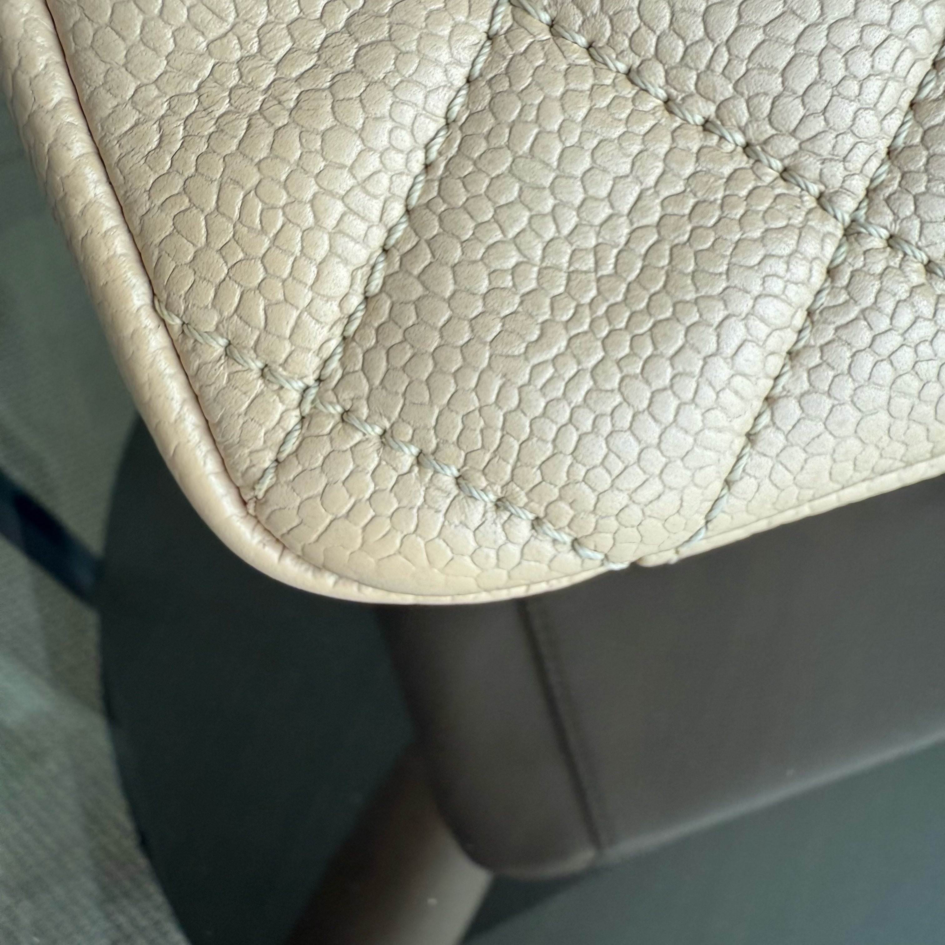 Chanel GST Grand Shopping Tote - Caviar Quilted Grained Calfskin Light Beige Gold Hardware Series 17