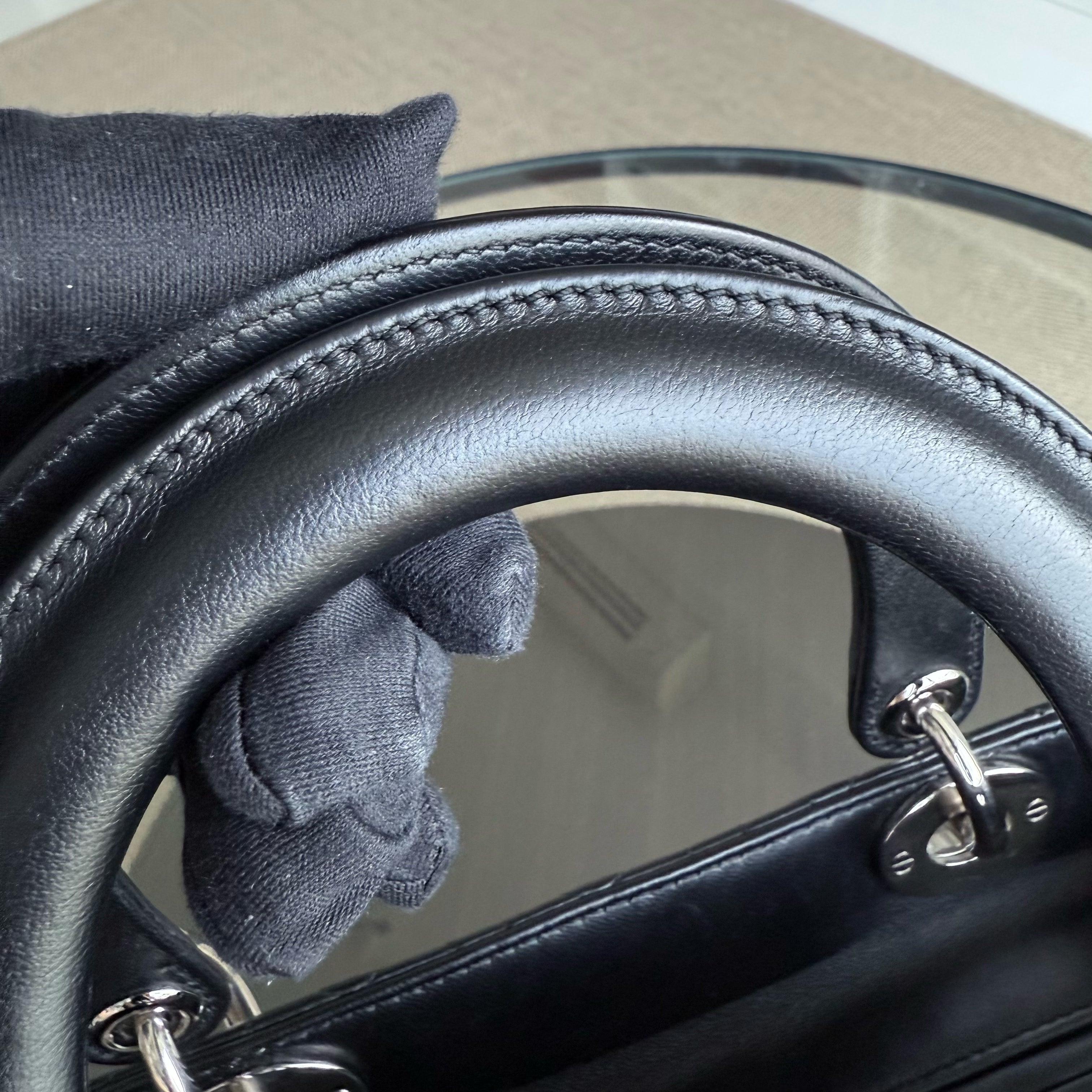 Dior Lady Medium - Cannage Lambskin Black Silver Hardware NO STRAP