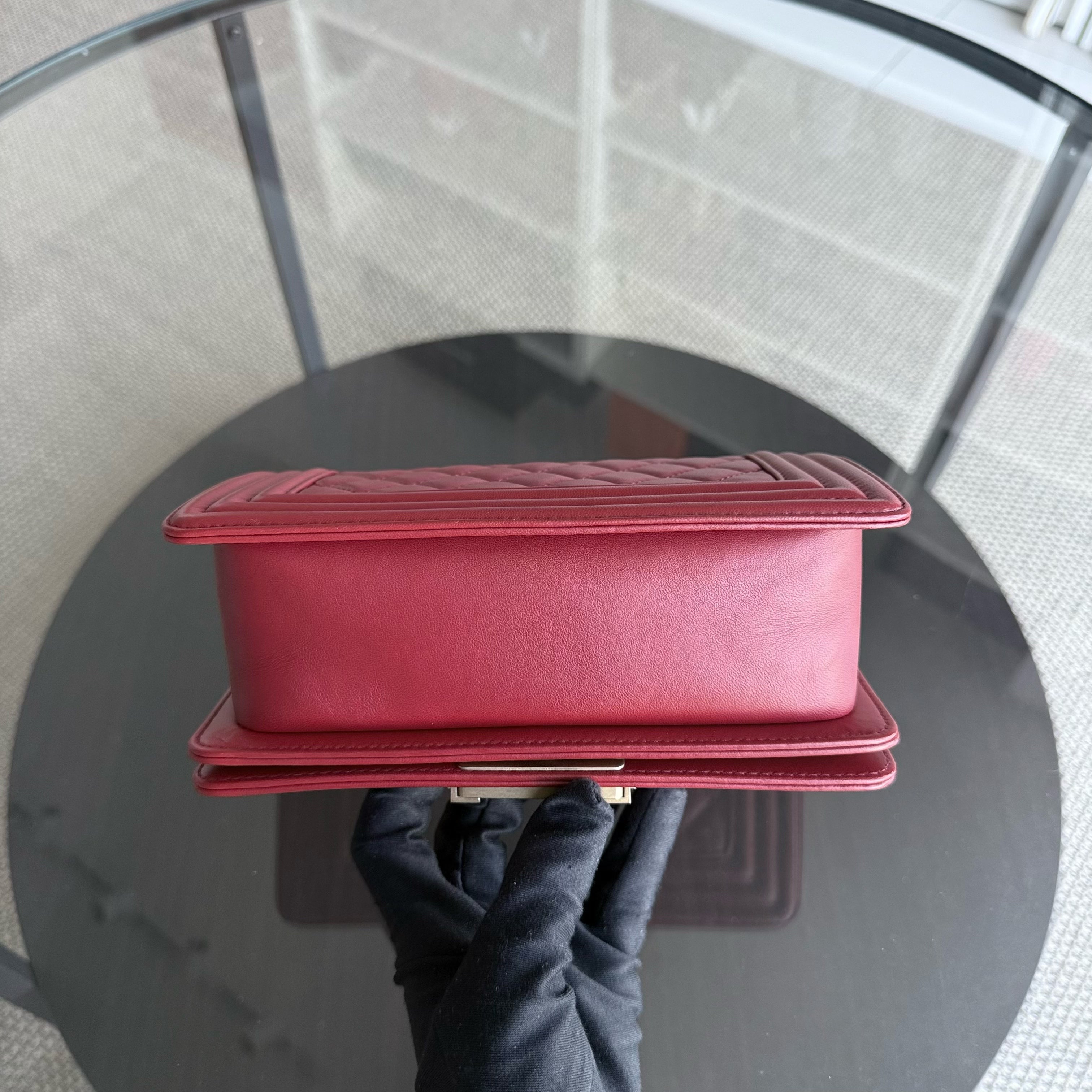 Chanel Boy Small - Quilted Lambskin Dark Red Gold Hardware Series 24