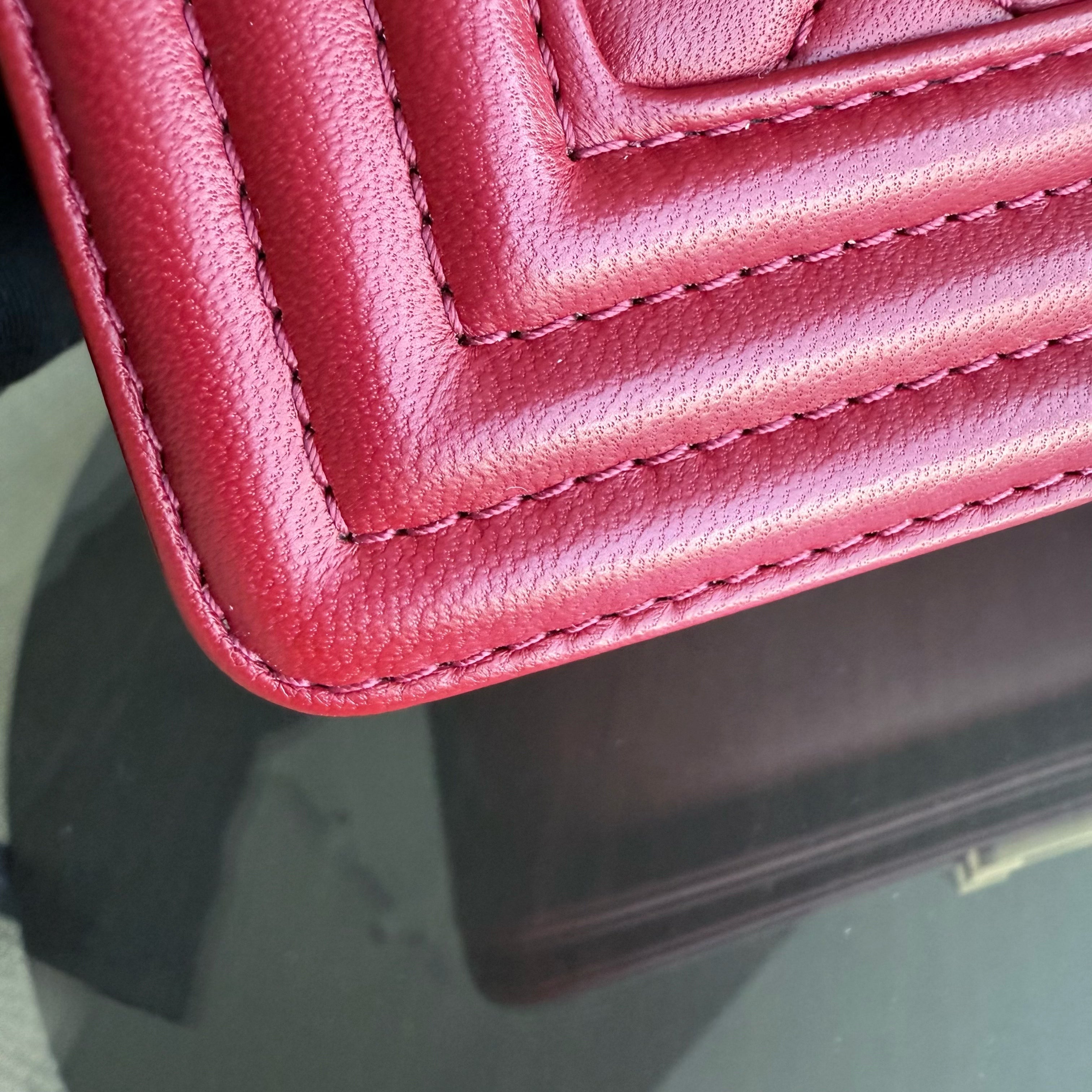Chanel Boy Small - Quilted Lambskin Dark Red Gold Hardware Series 24