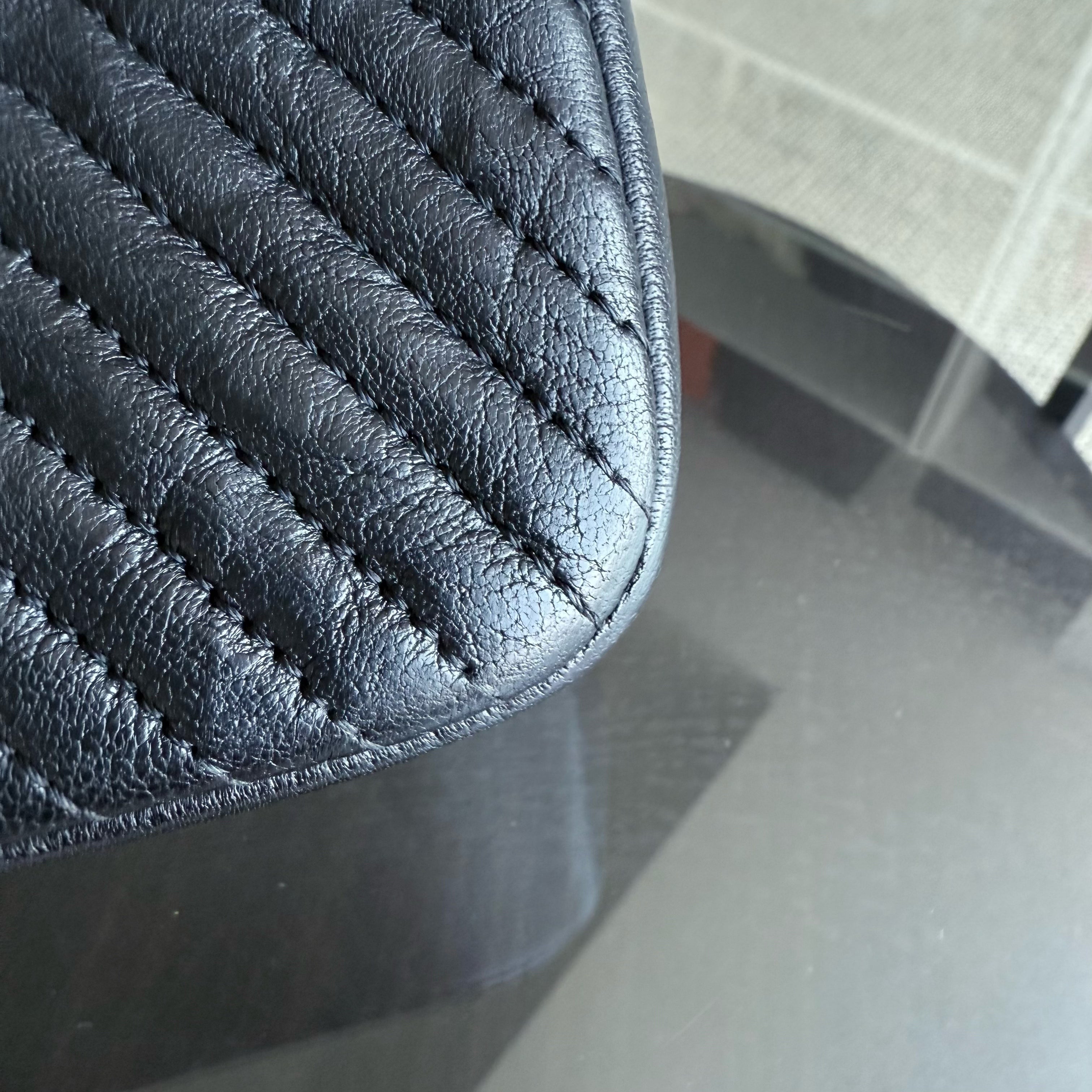Chanel Seasonal Flap Small - 23CM Surpique CC Herringbone Medallion Flap Chevron Goatskin Black Gold Hardware Series 20