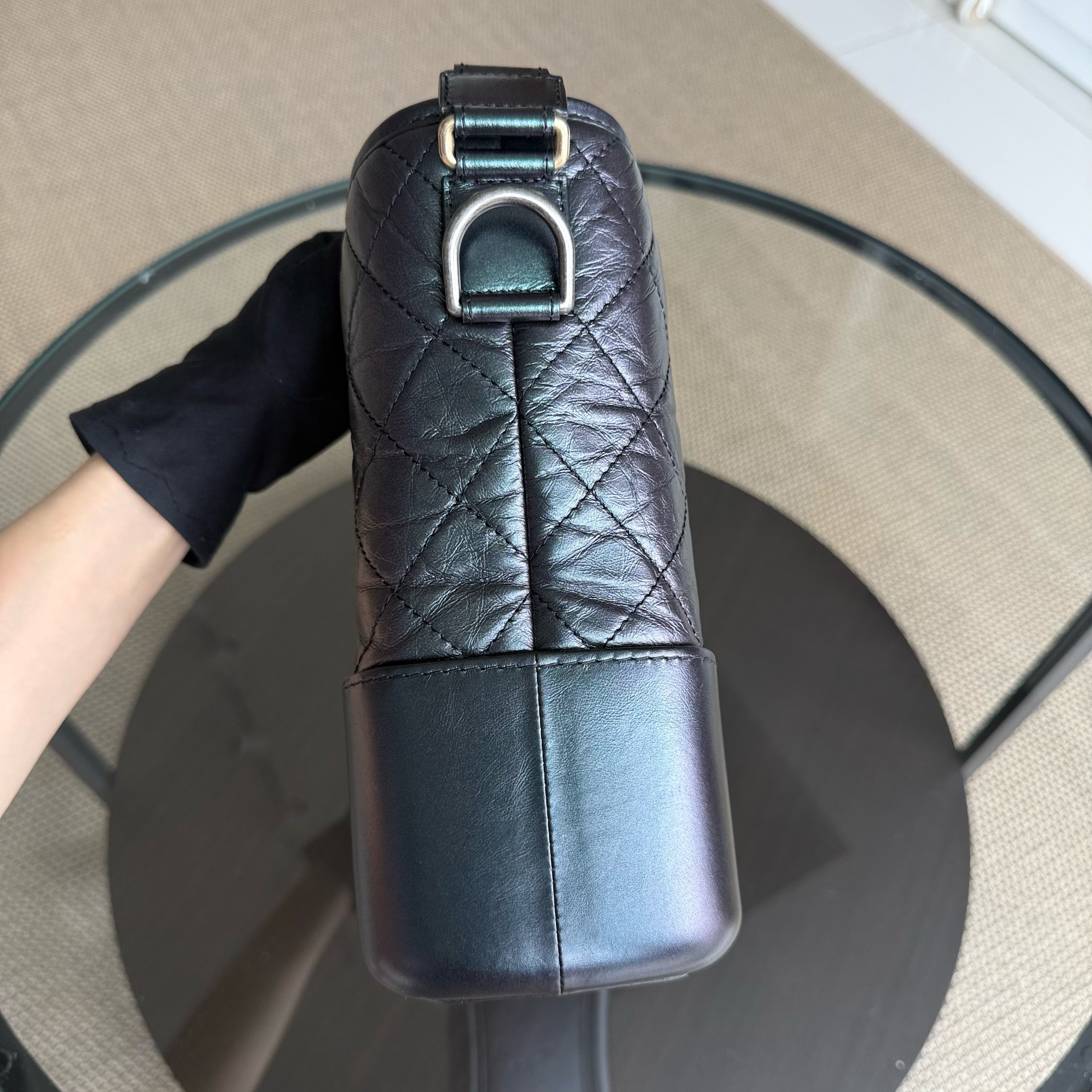 Chanel Gabrielle Medium - Aged Calfskin Dark Iridescent Two-tone Gold Hardware Series 27