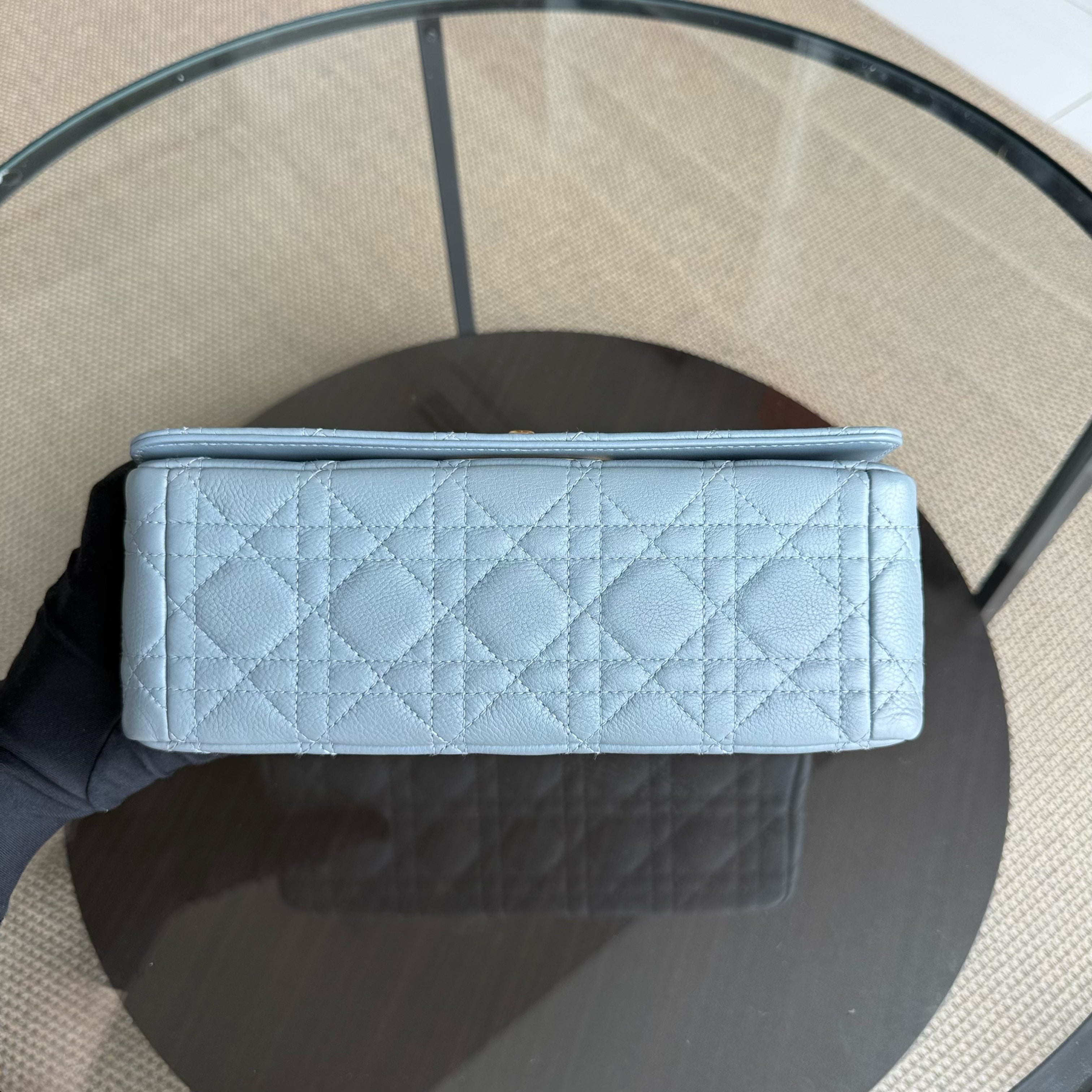 Dior Caro Medium - Cannage Calfskin Grey Gray Gold Hardware