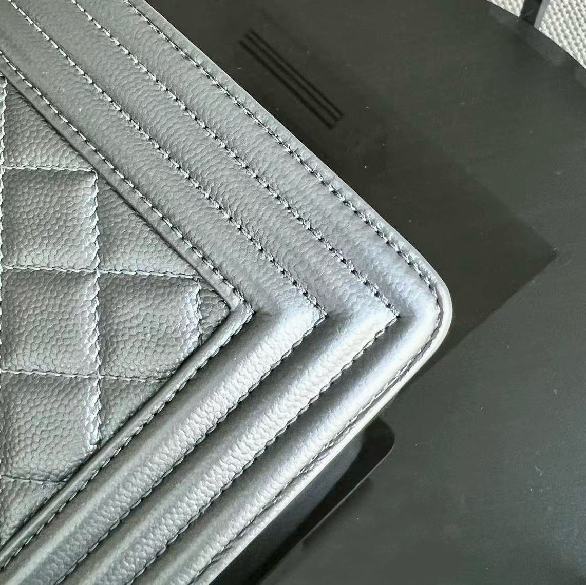 Chanel Boy Medium - Caviar 25CM Quilted Grained Calfskin Iridescent Silver Hardware Sereis 24