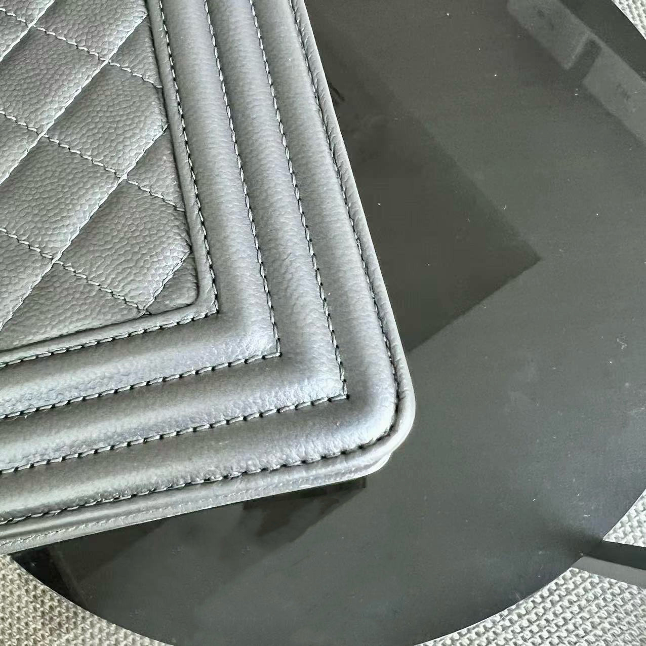 Chanel Boy Medium - Caviar 25CM Quilted Grained Calfskin Iridescent Silver Hardware Sereis 24