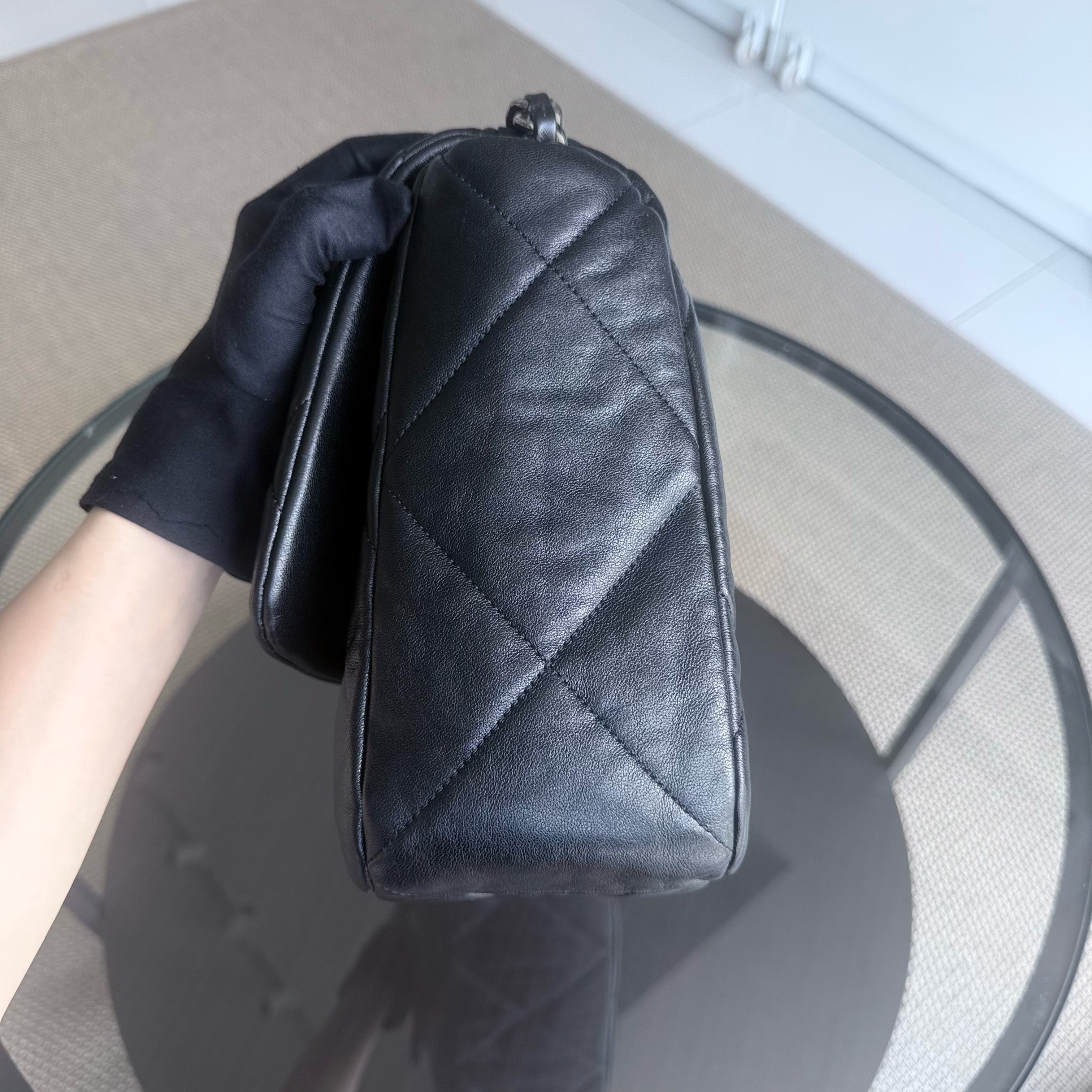 Chanel C19 19Bag Maxi - Quilted Goatskin Black Gold Hardware Series 29