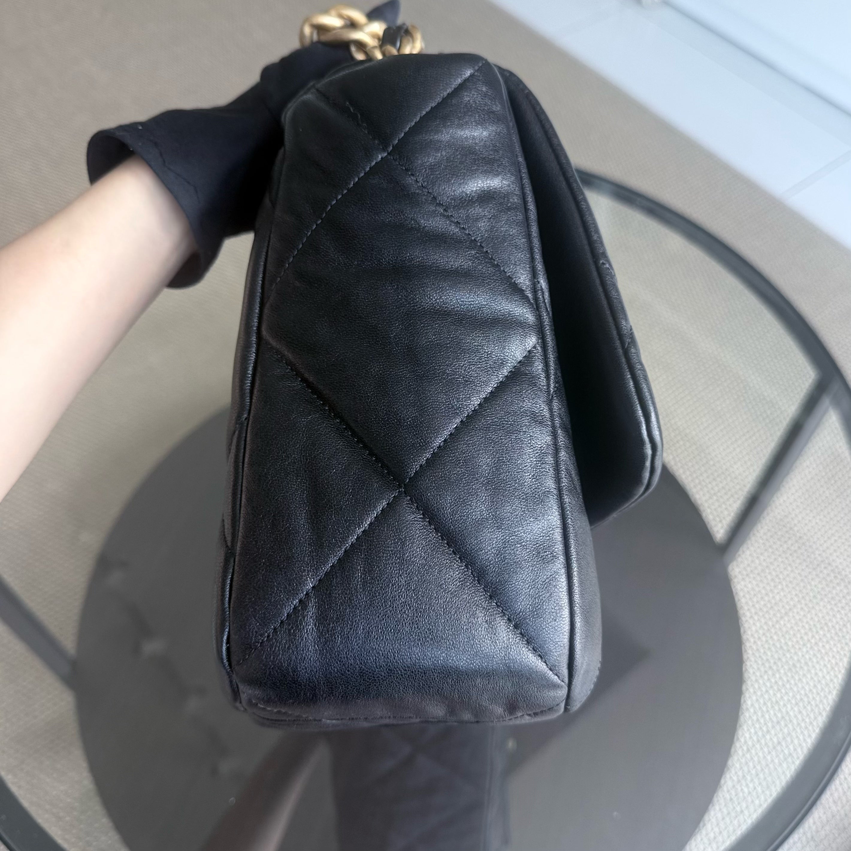 Chanel C19 19Bag Maxi - Quilted Goatskin Black Gold Hardware Series 29