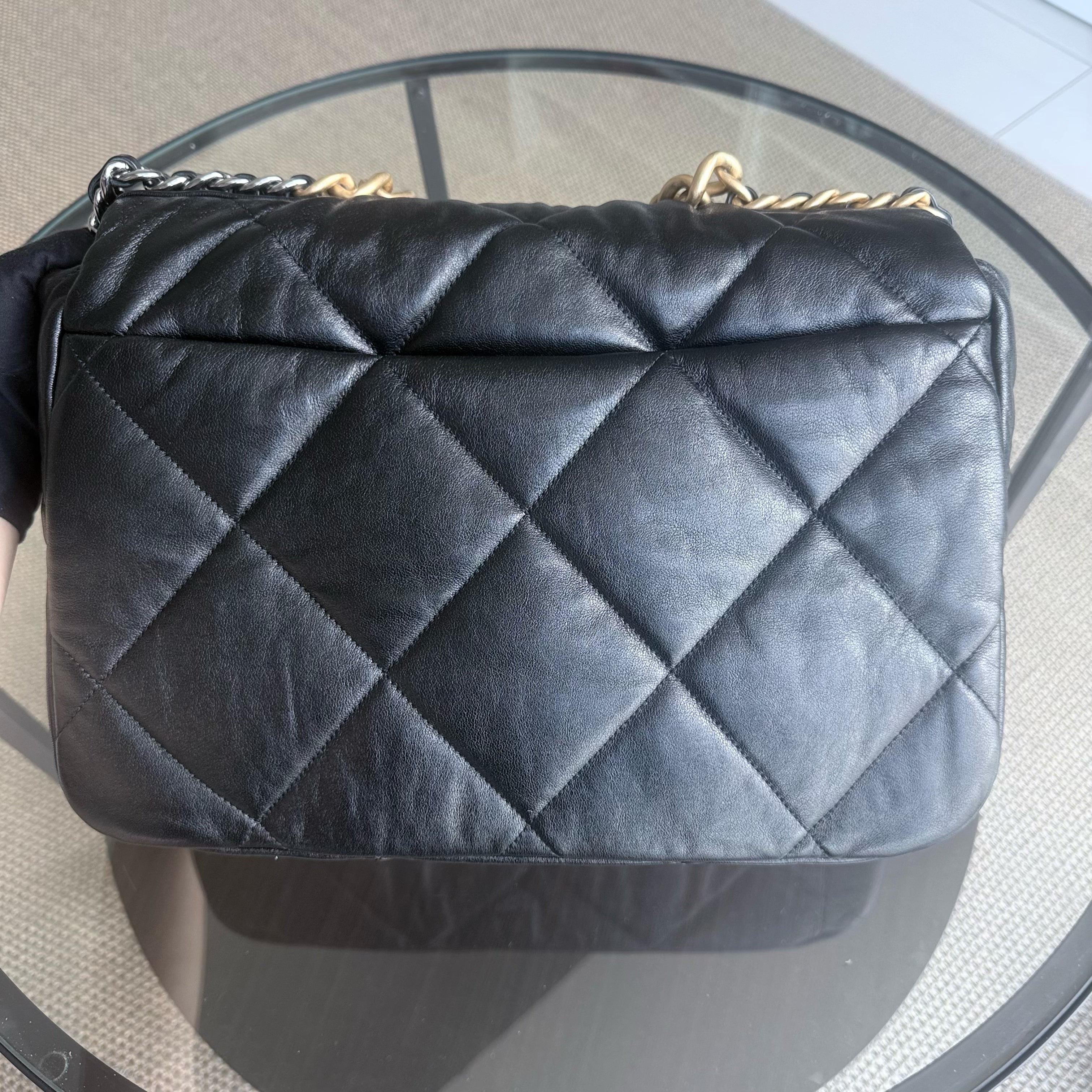 Chanel C19 19Bag Maxi - Quilted Goatskin Black Gold Hardware Series 29