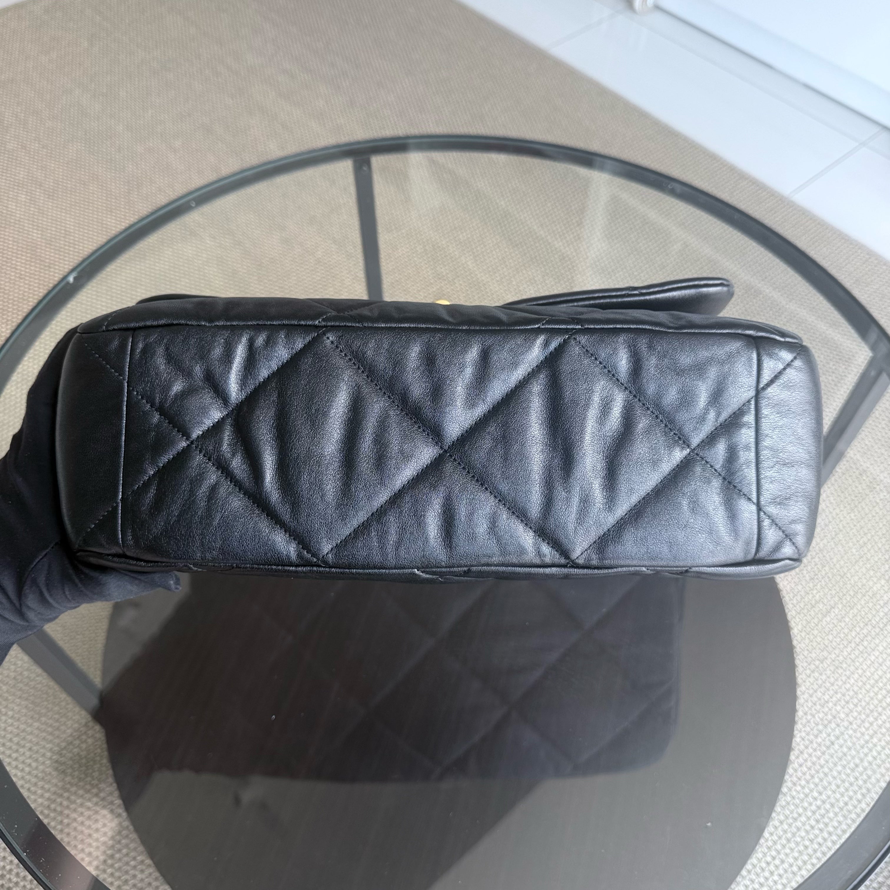 Chanel C19 19Bag Maxi - Quilted Goatskin Black Gold Hardware Series 29