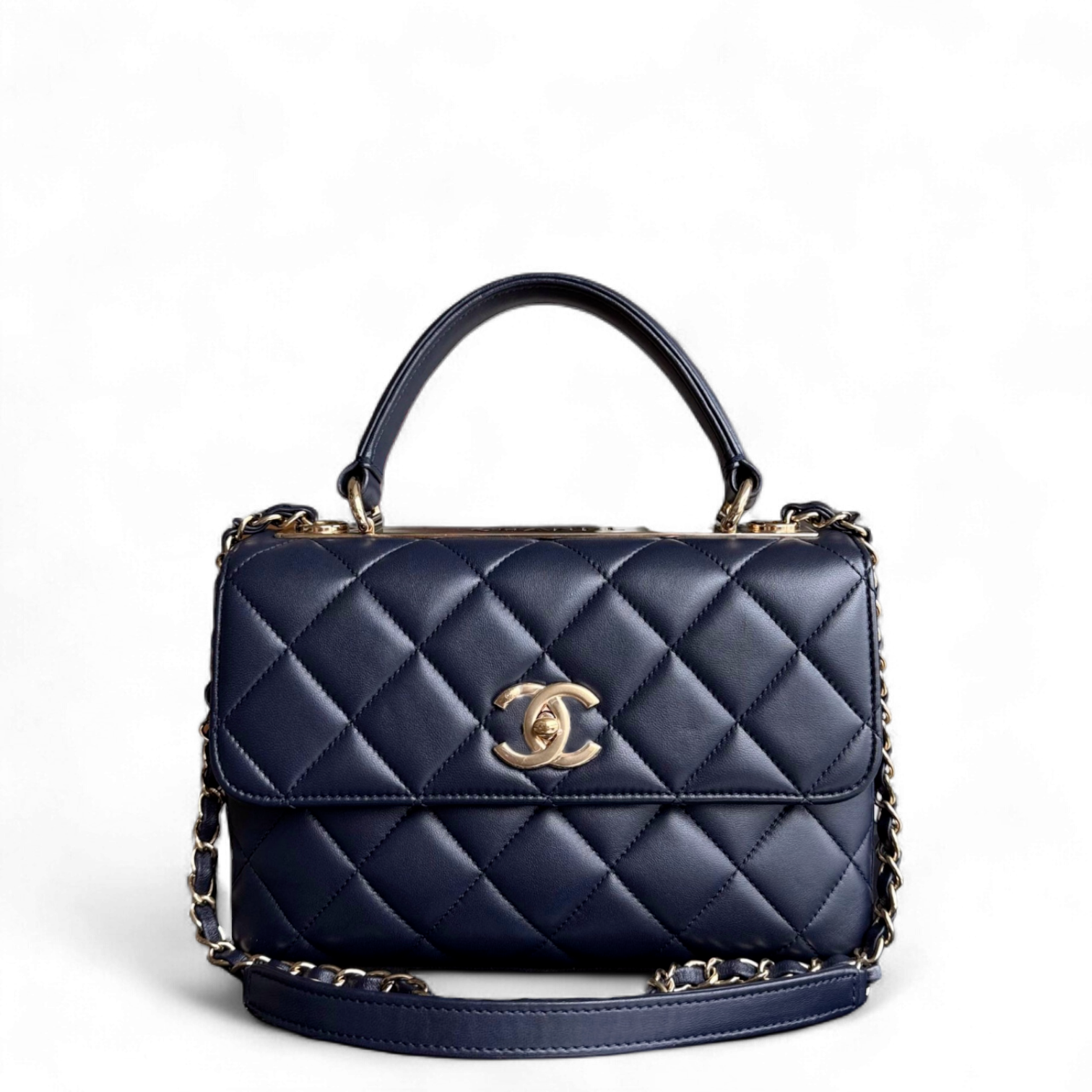 Chanel Trendy CC Small - Quilted Lambskin Dark Navy Blue Gold Hardware Series 23