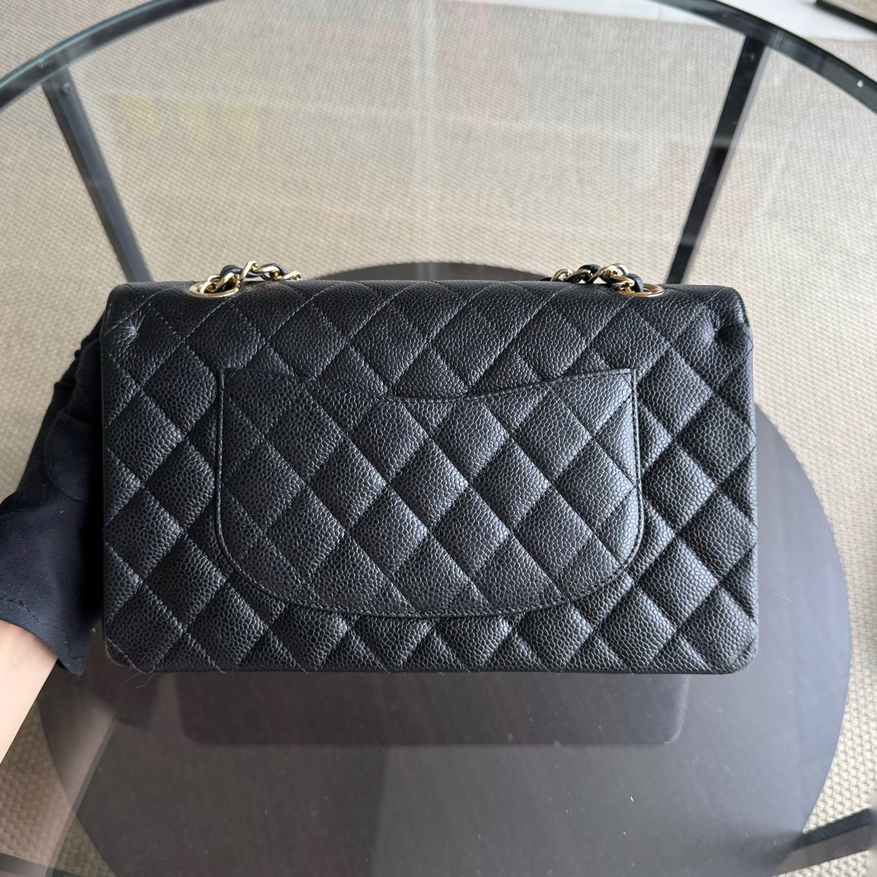 Chanel Classic Flap Medium - Caviar 25CM Quilted Black Gold Hardware Series 17