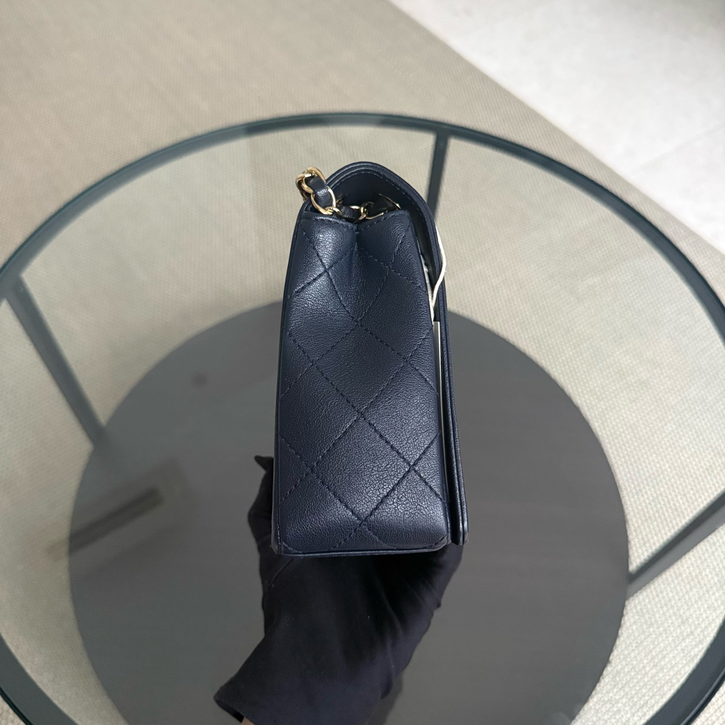 Chanel Seasonal Flap Mademoiselle - 28CM Quilted Lambskin Midnight Blue Gold Hardware Series 23