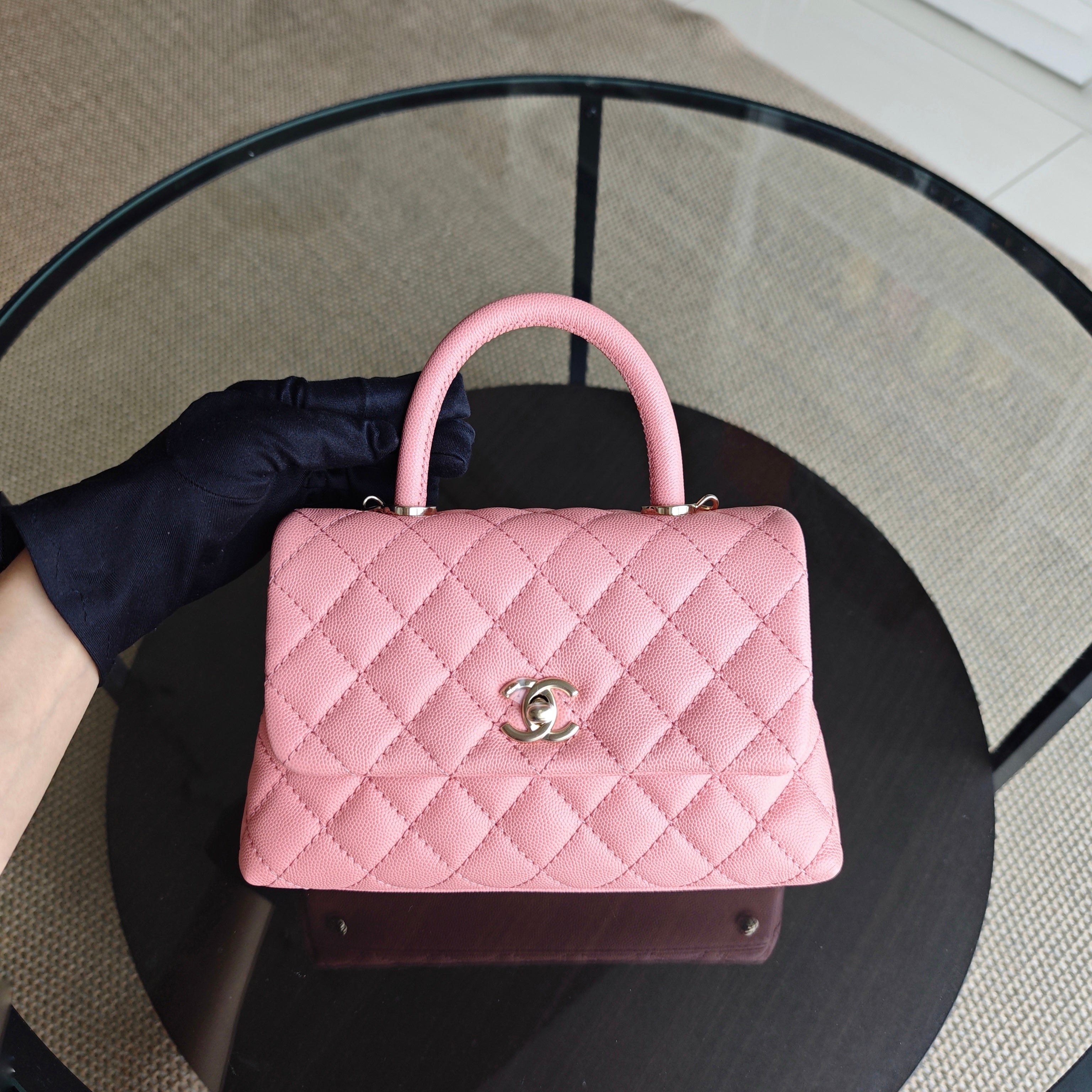 Chanel Coco Handle Small - Caviar Quilted Pink Gold Hardware Series 27