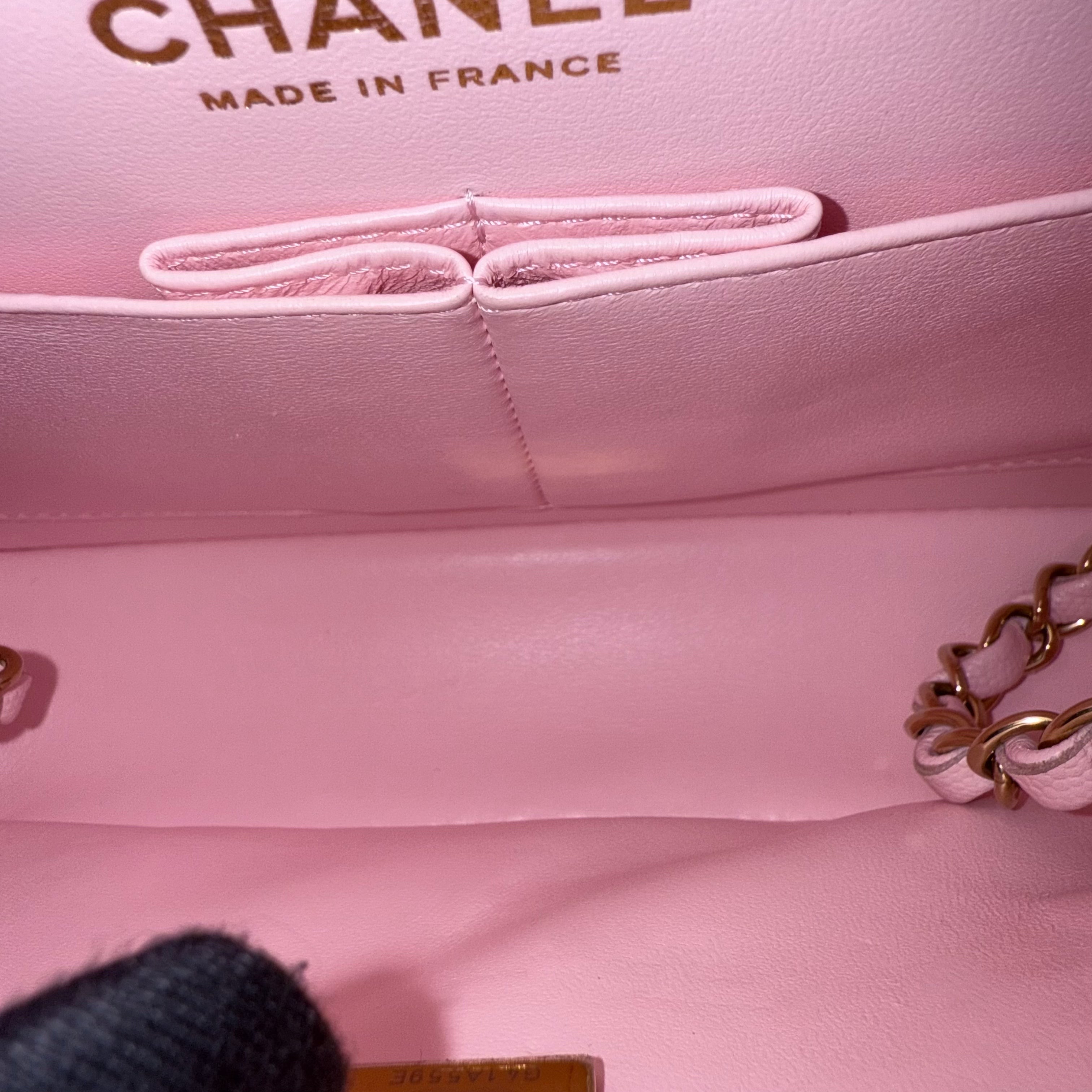Chanel Classic Flap Small - Caviar 23CM Quilted Light Sakura Pink Gold Hardware Microchip