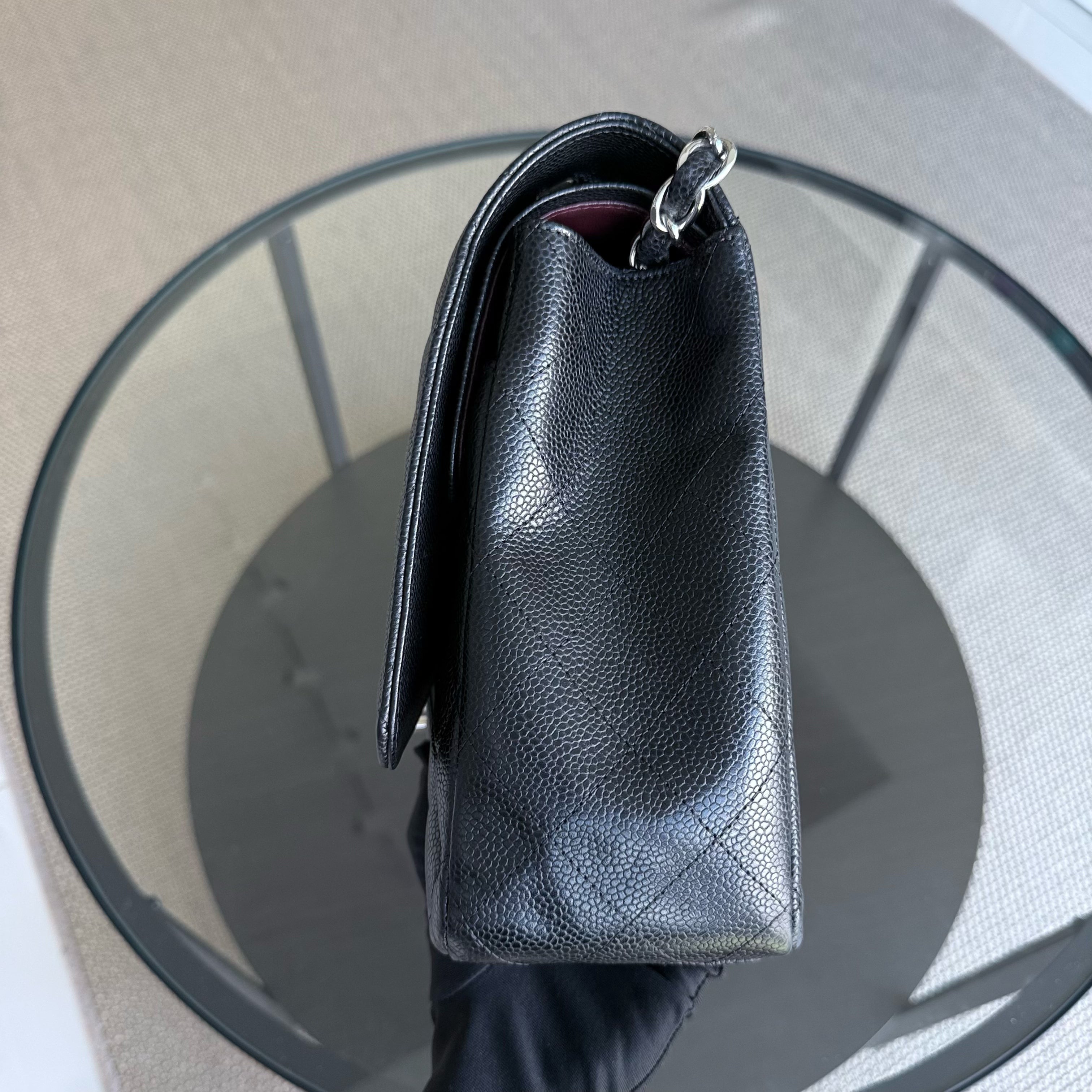 Chanel Classic Flap Maxi - Caviar Double Flap 33CM Quilted Black Silver Hardware Series 15
