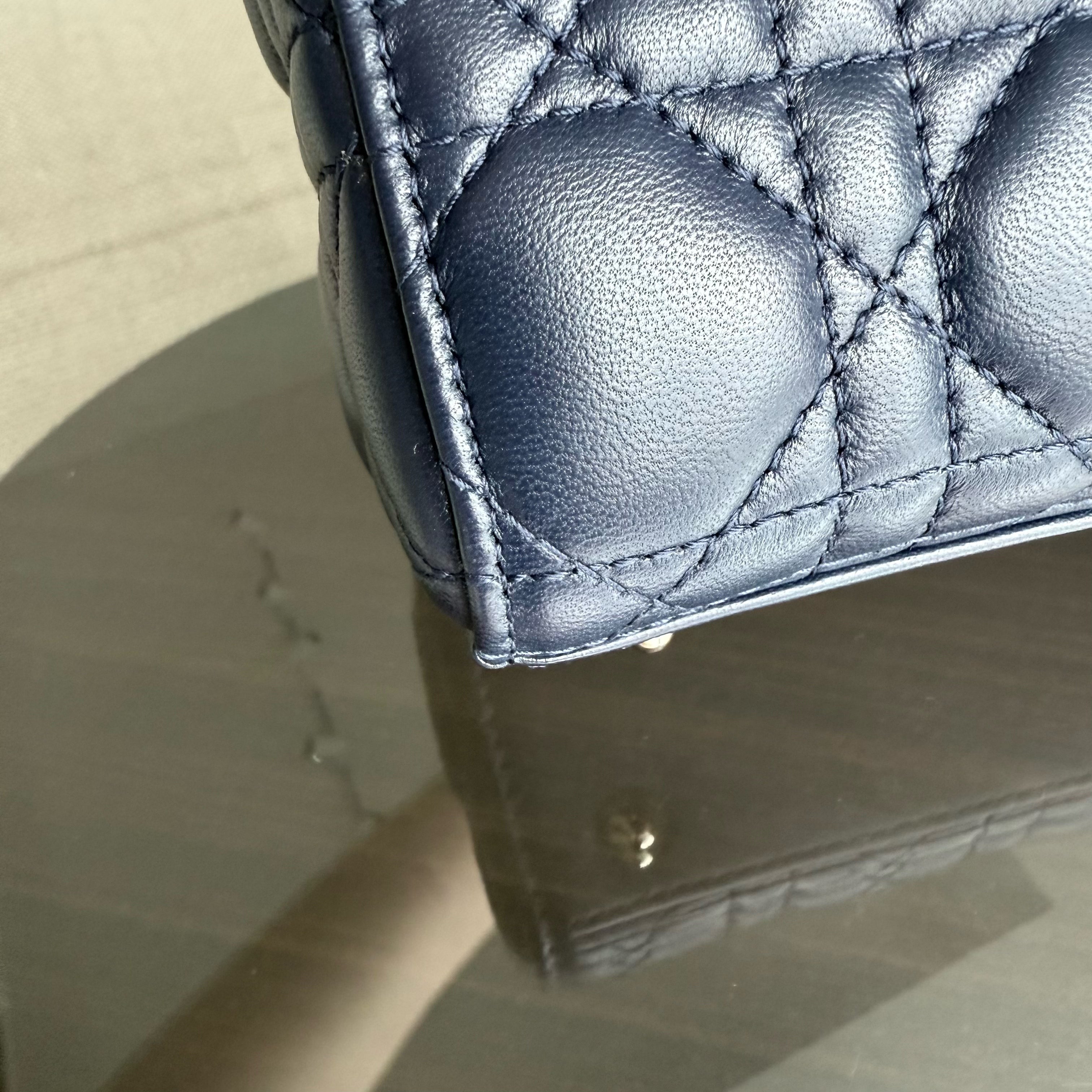 Dior Lady Small - Cannage Lambskin Dark Blue Gold Hardware