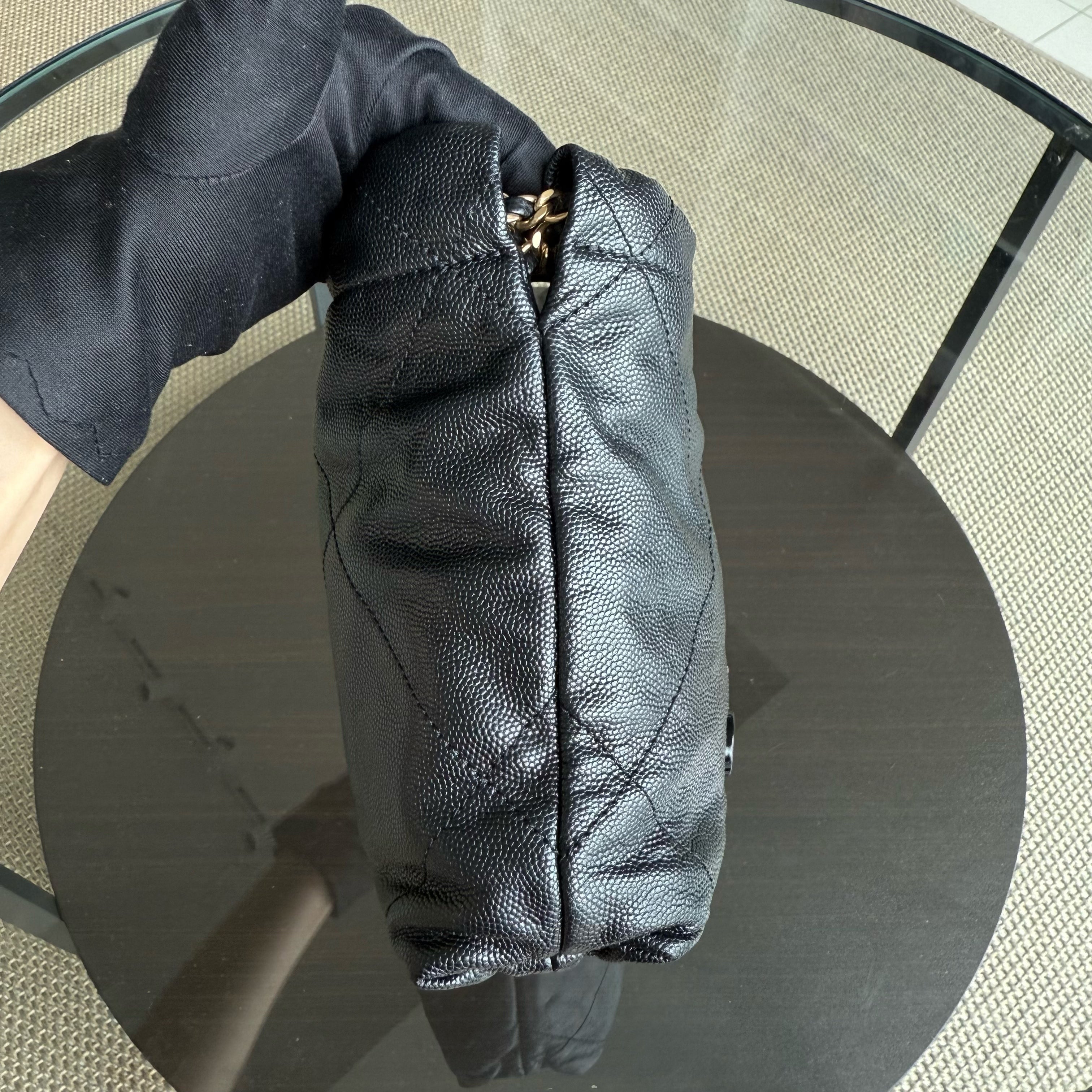 Chanel C22 Mini 22 Bag - Caviar Quilted Calfskin Crossbody Bag Gold Hardware Microchip