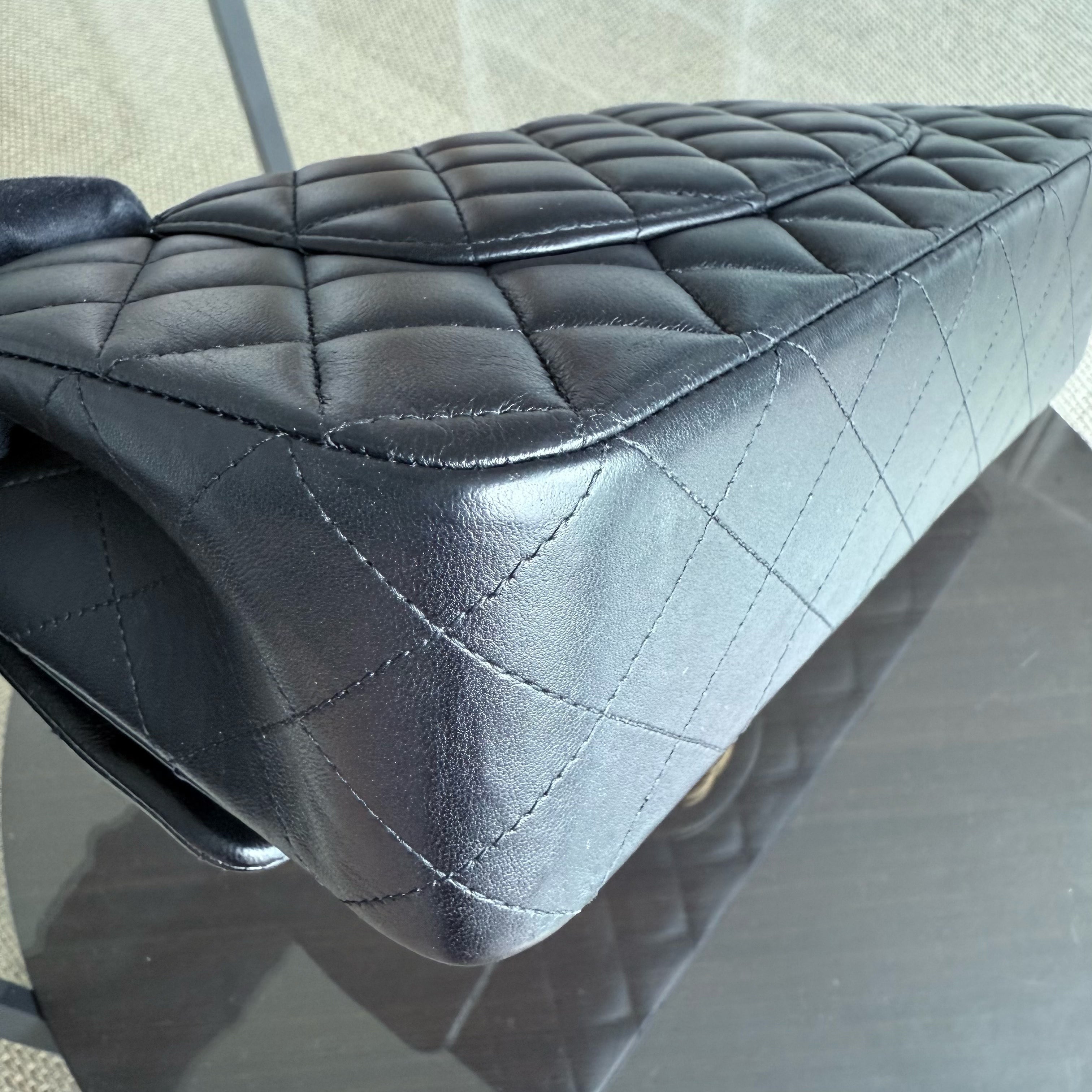 Chanel Classic Flap Medium - 25CM Quilted Lambskin Black Gold Hardware Series 26