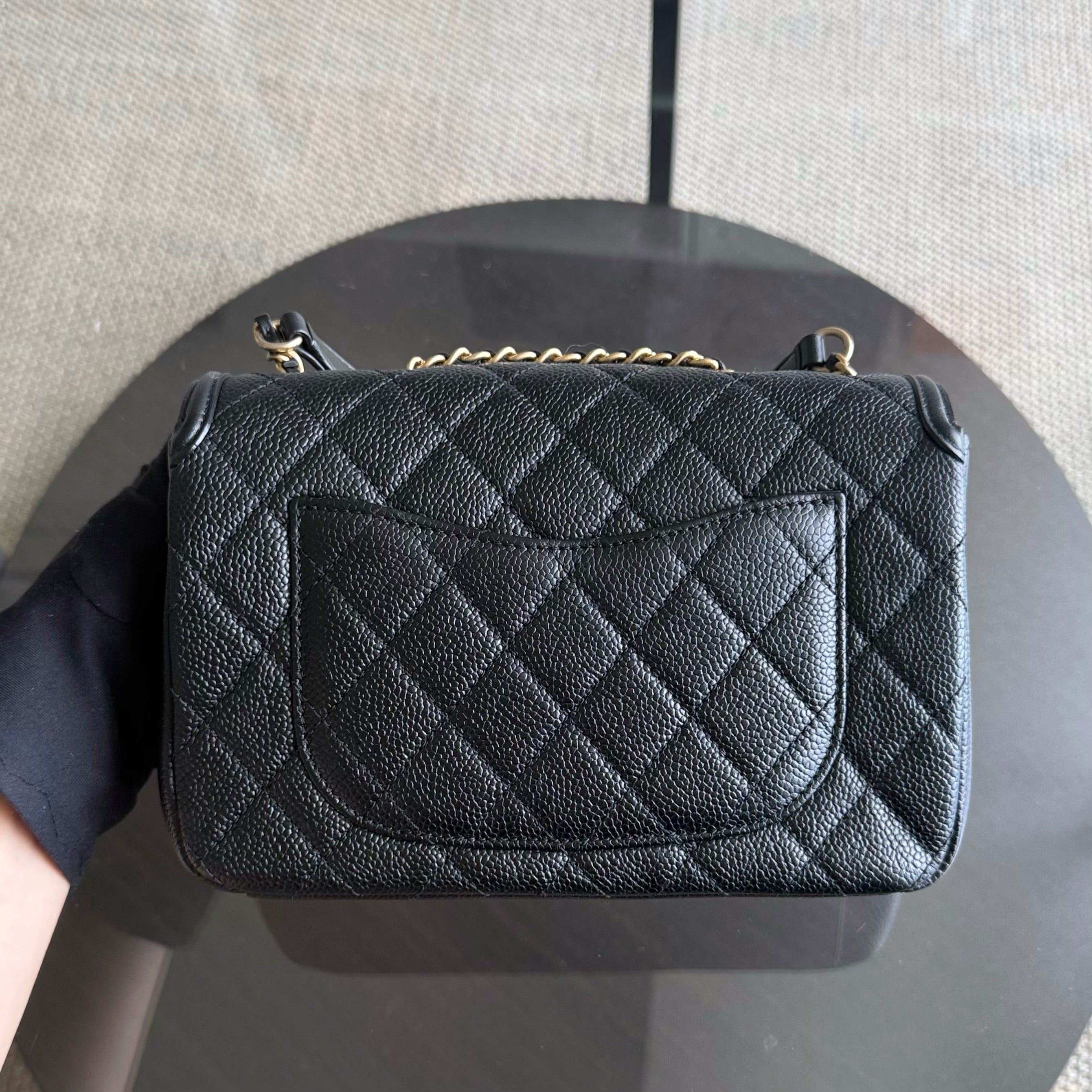 Chanel Filigree CC Small - Caviar Quilted Grained Calfskin Black Gold Hardware Series 22