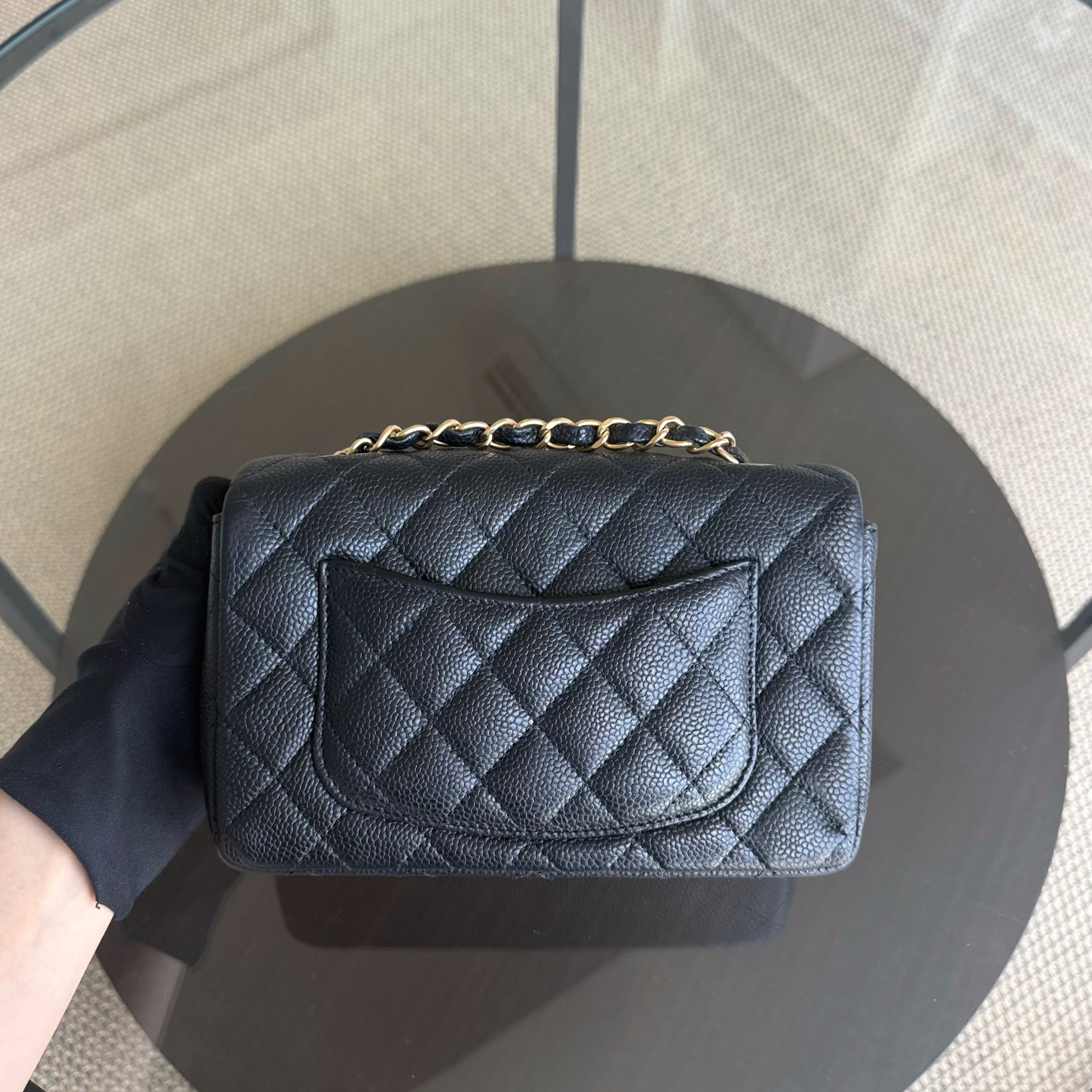 Chanel Classic Flap Mini - Caviar 20CM Quilted Grained Calfskin Black Gold Hardware Series 20