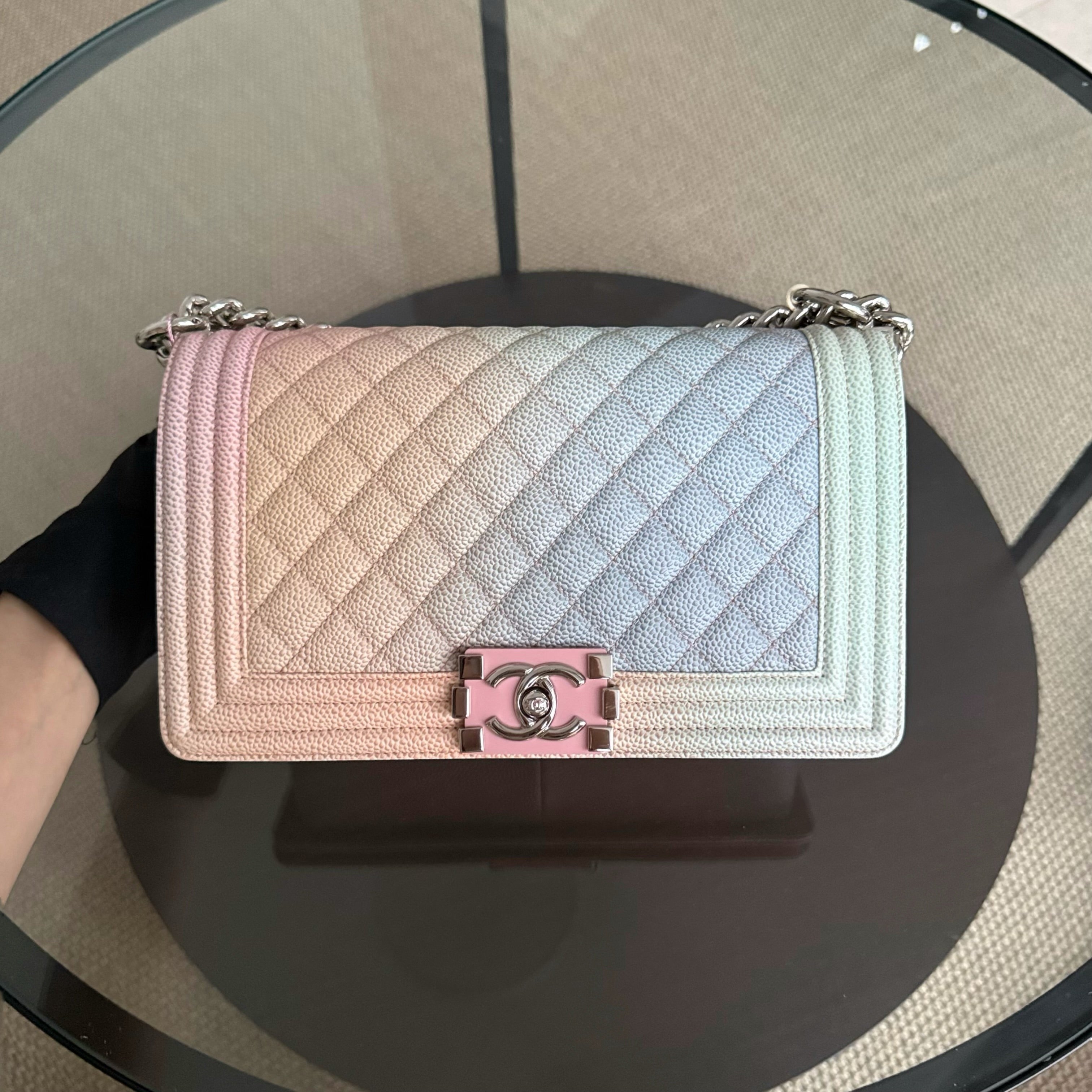 Chanel Boy Medium - Caviar 25CM Quilted Rainbow Limited Edition Series 25